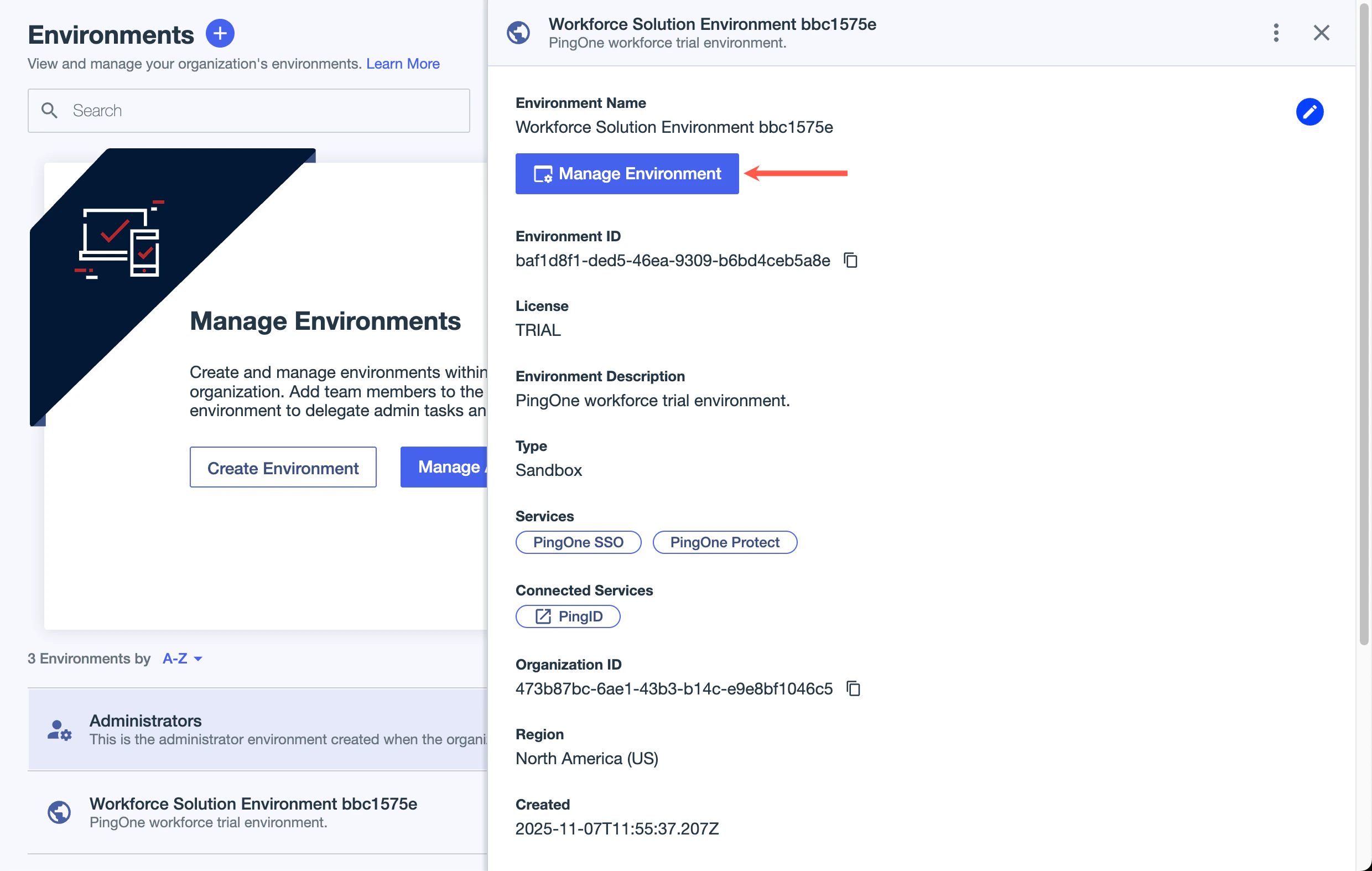 Ping Manage Environment