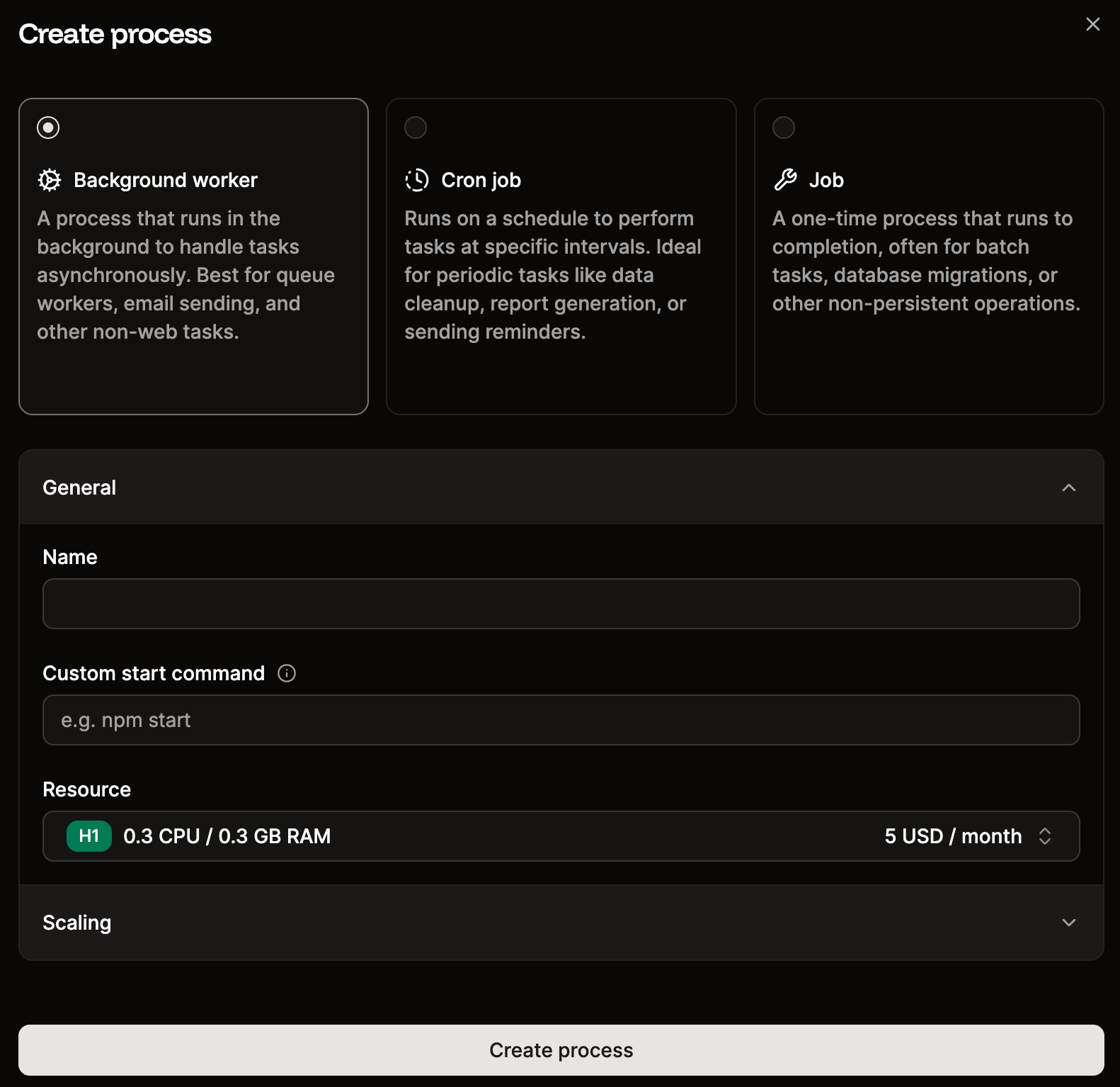 Create a background worker process