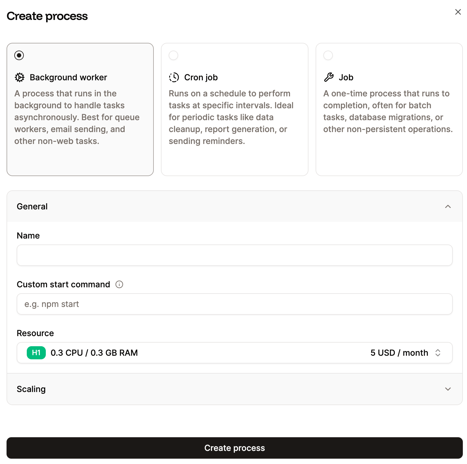 Create a background worker process