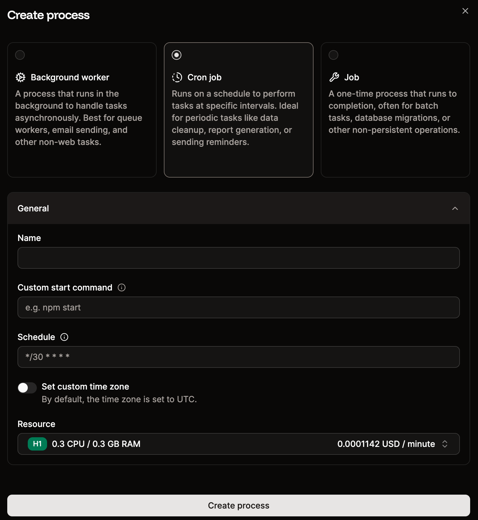 Create a cron job process