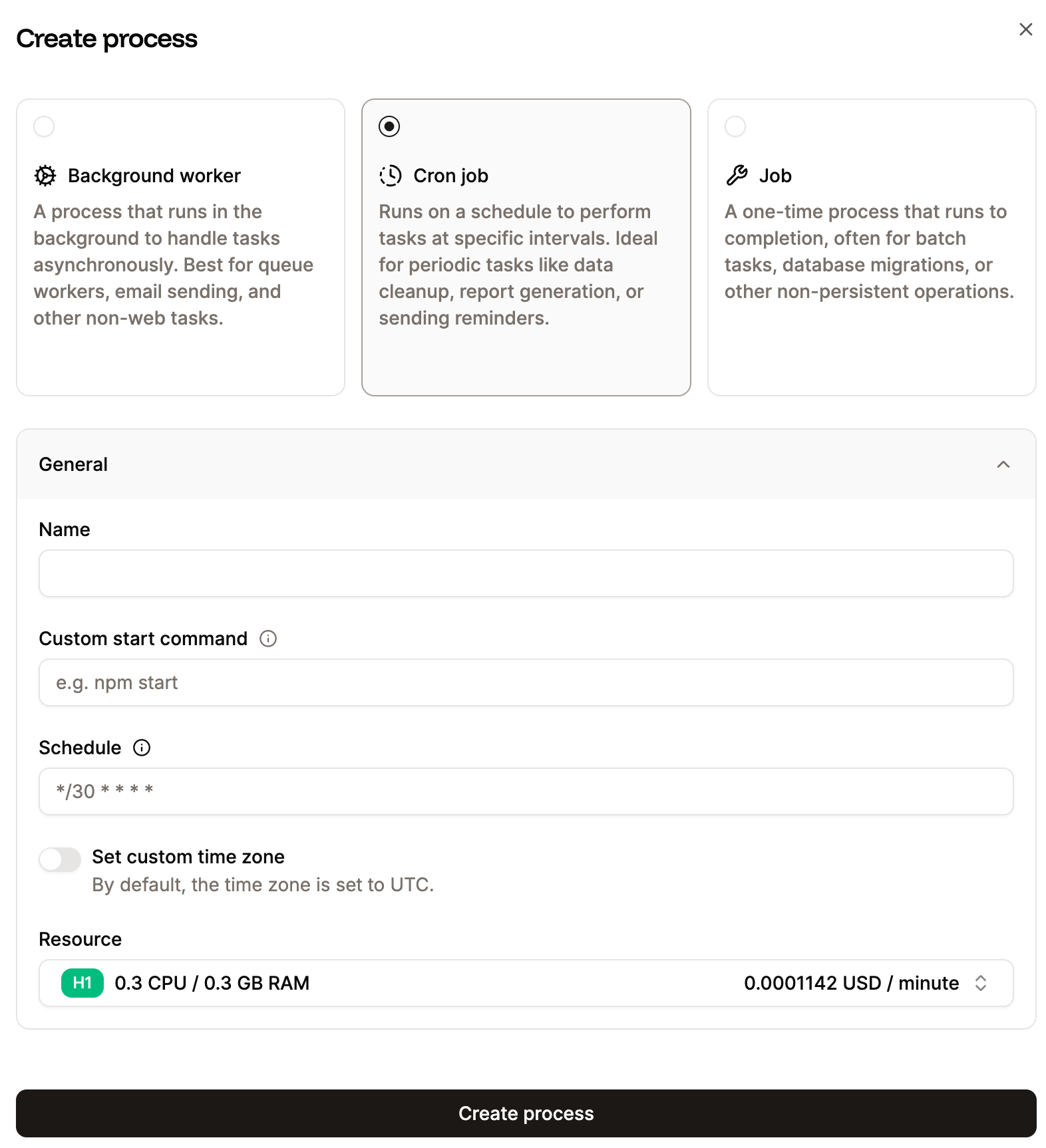 Create a cron job process