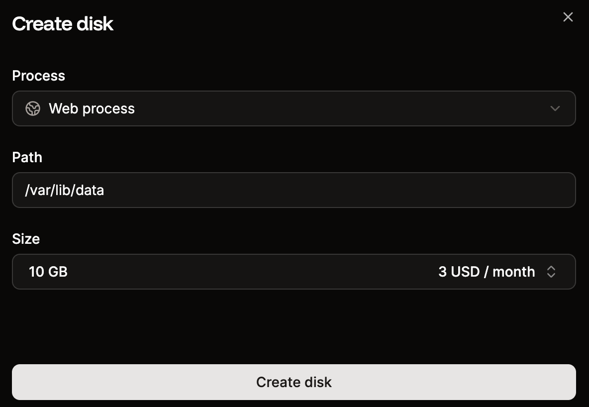 Add a persistent storage disk to your application