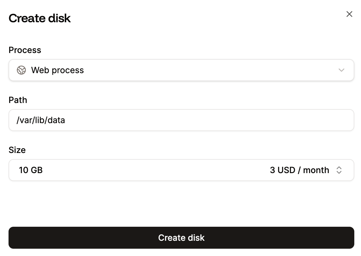 Add a persistent storage disk to your application