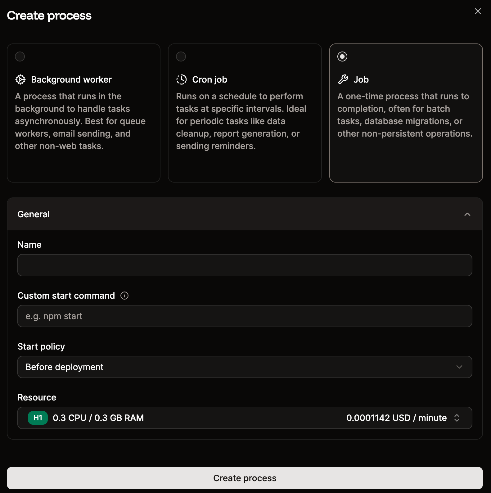 Create a job process