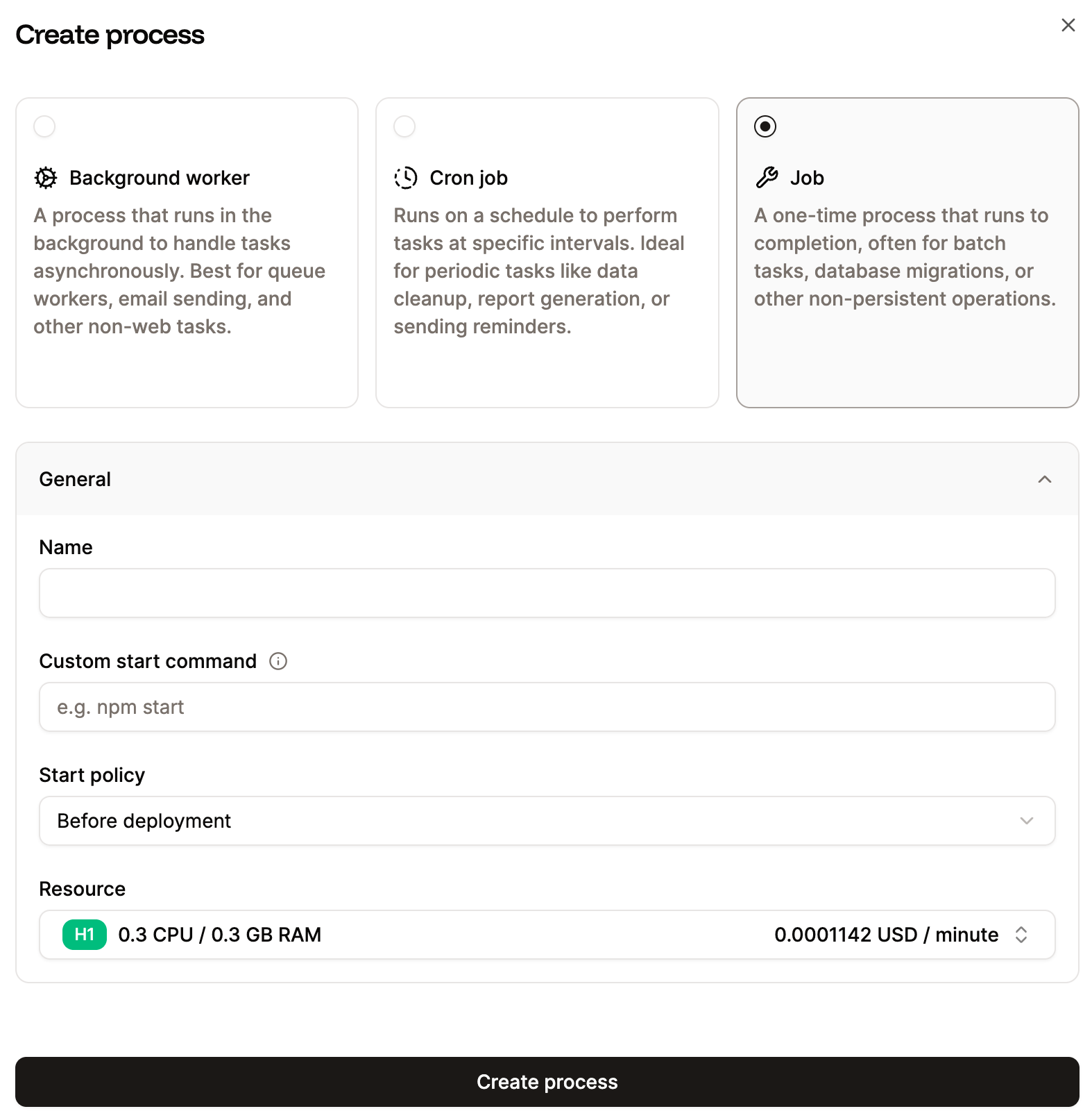 Create a job process