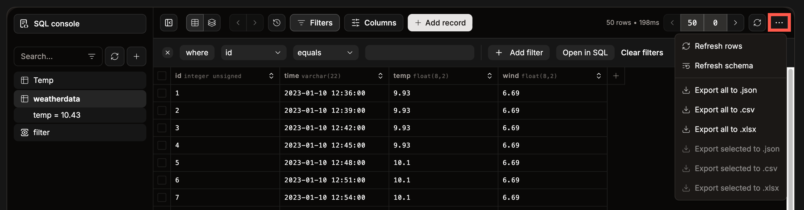 Export your database