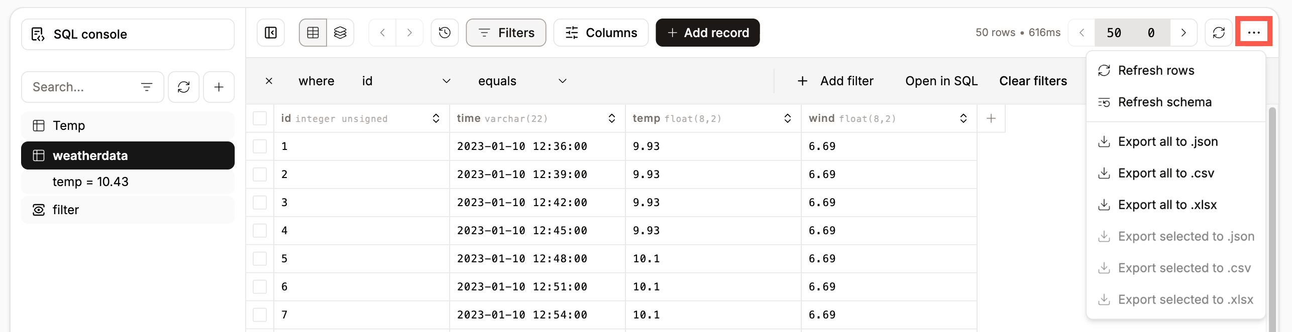 Export your database