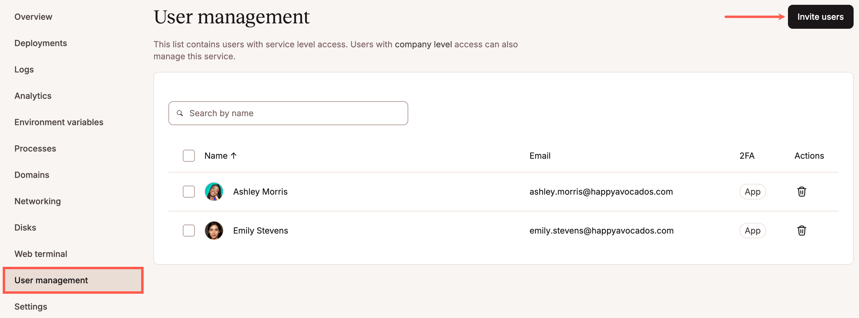 Sevalla Service Invite User Pn