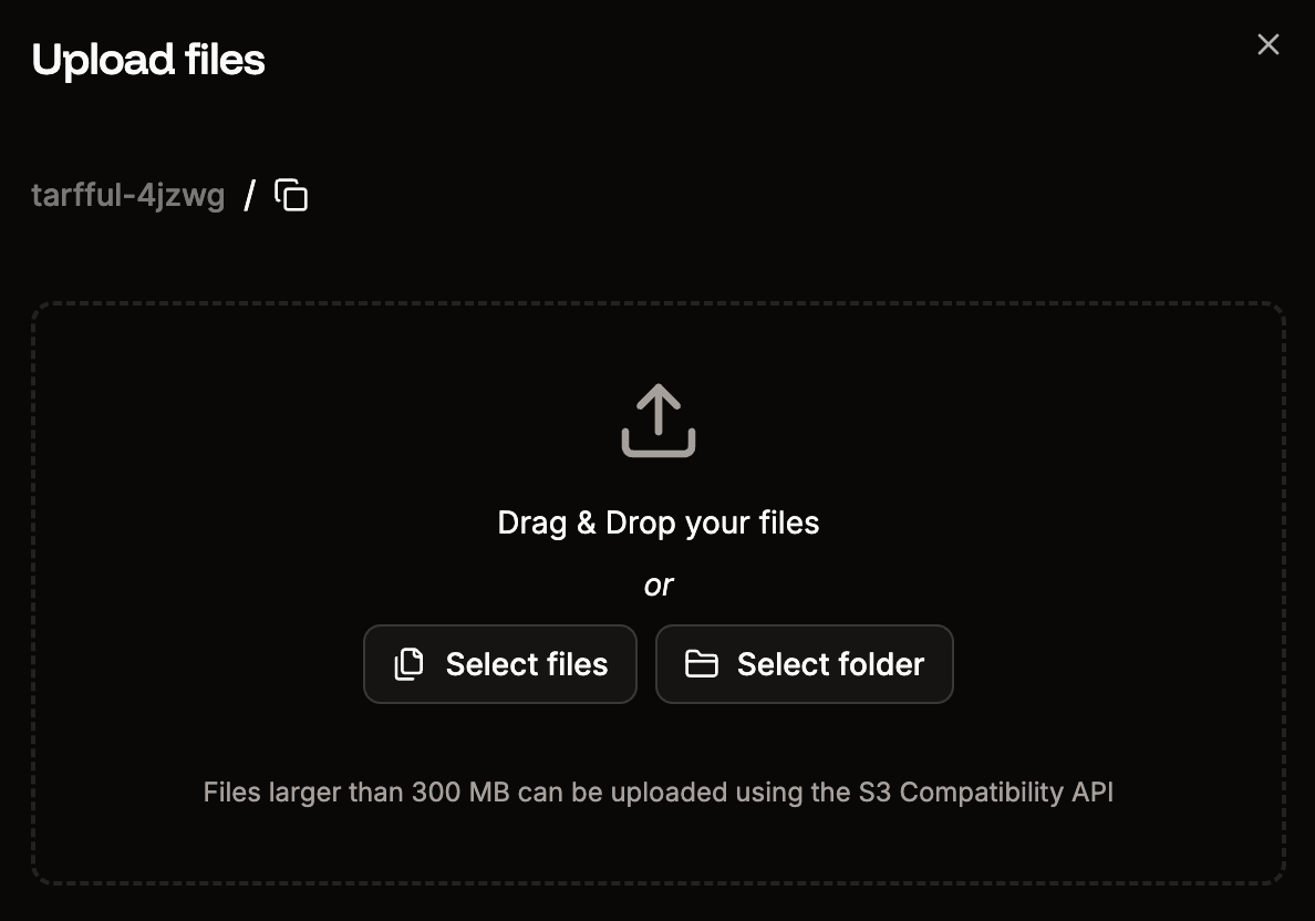 Upload files into your object storage container