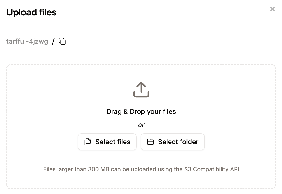 Upload files into your object storage container