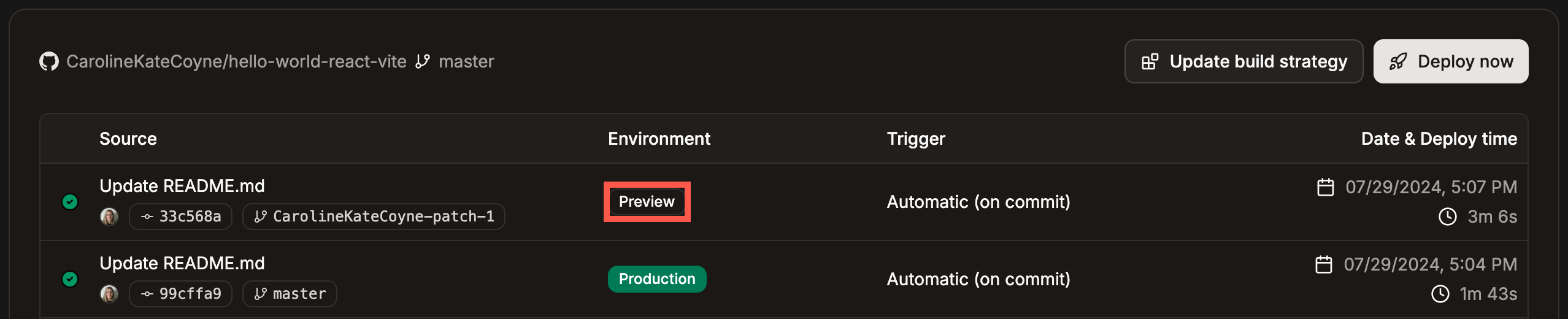 Preview environment in your static site deployments
