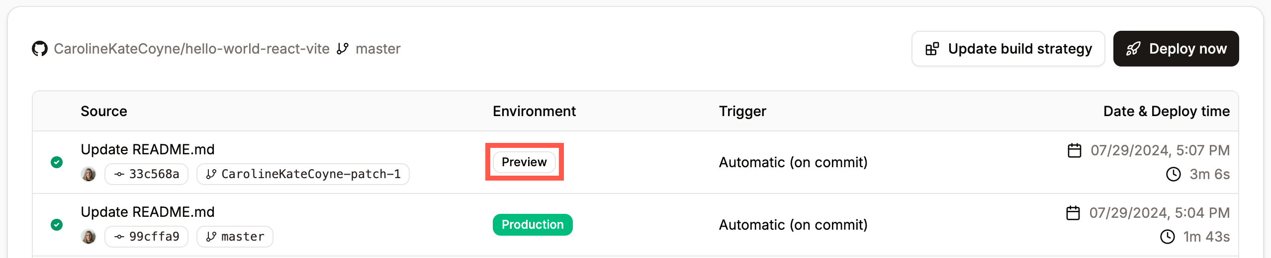 Preview environment in your static site deployments