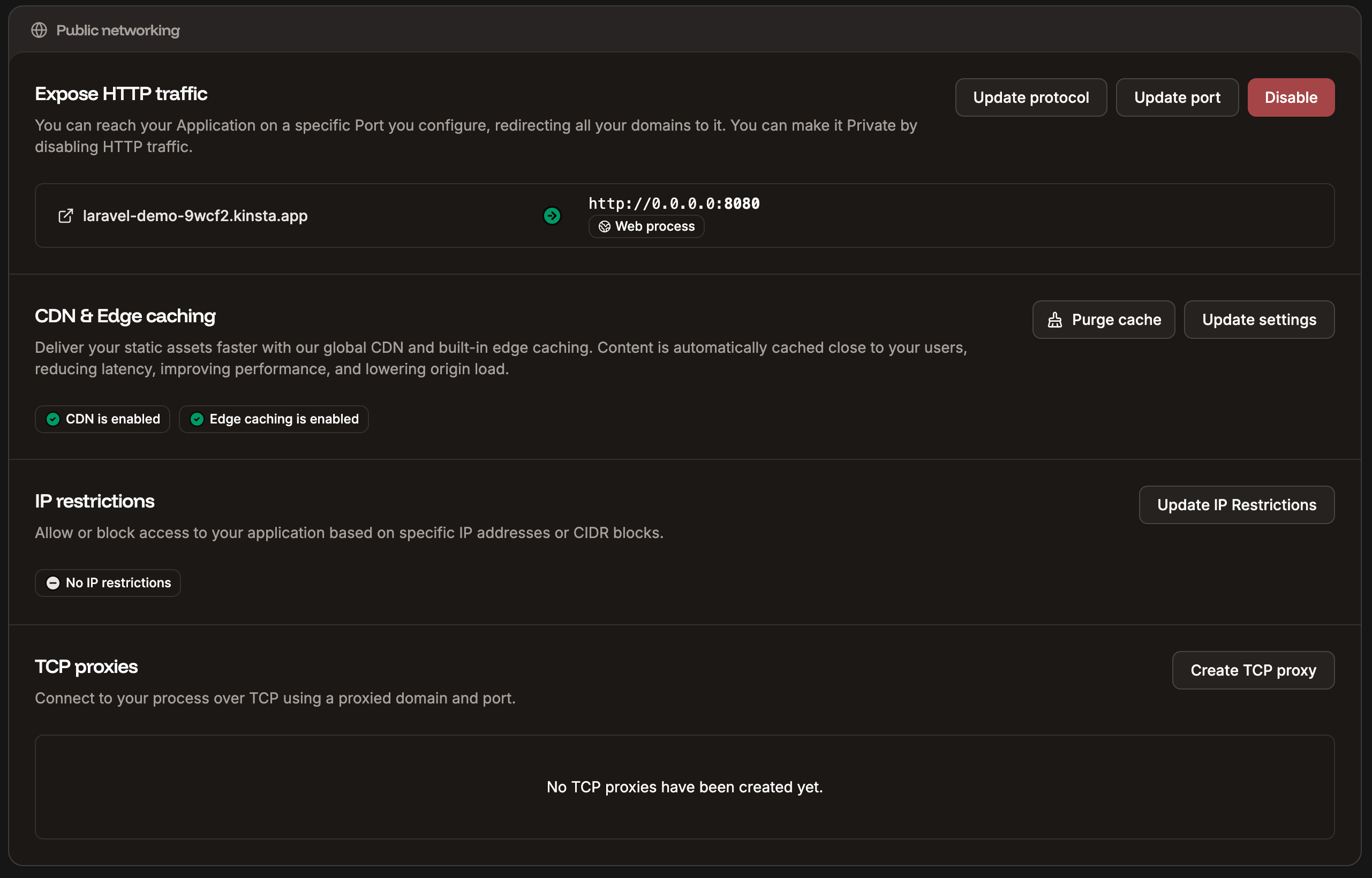 Public networking settings