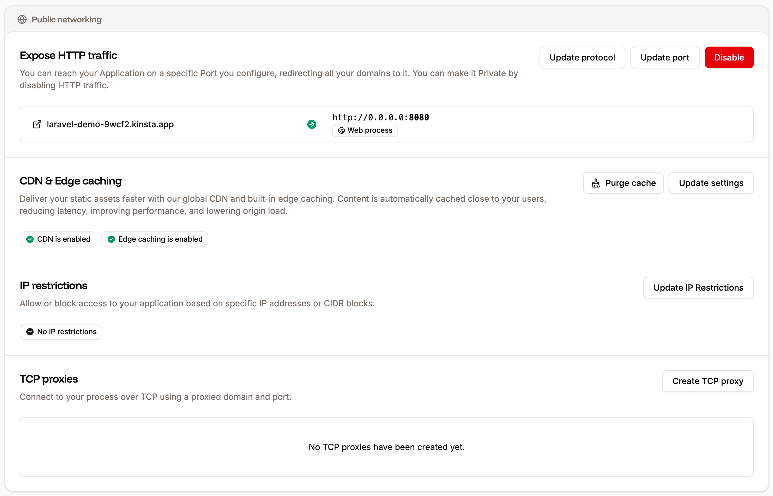 Public networking settings