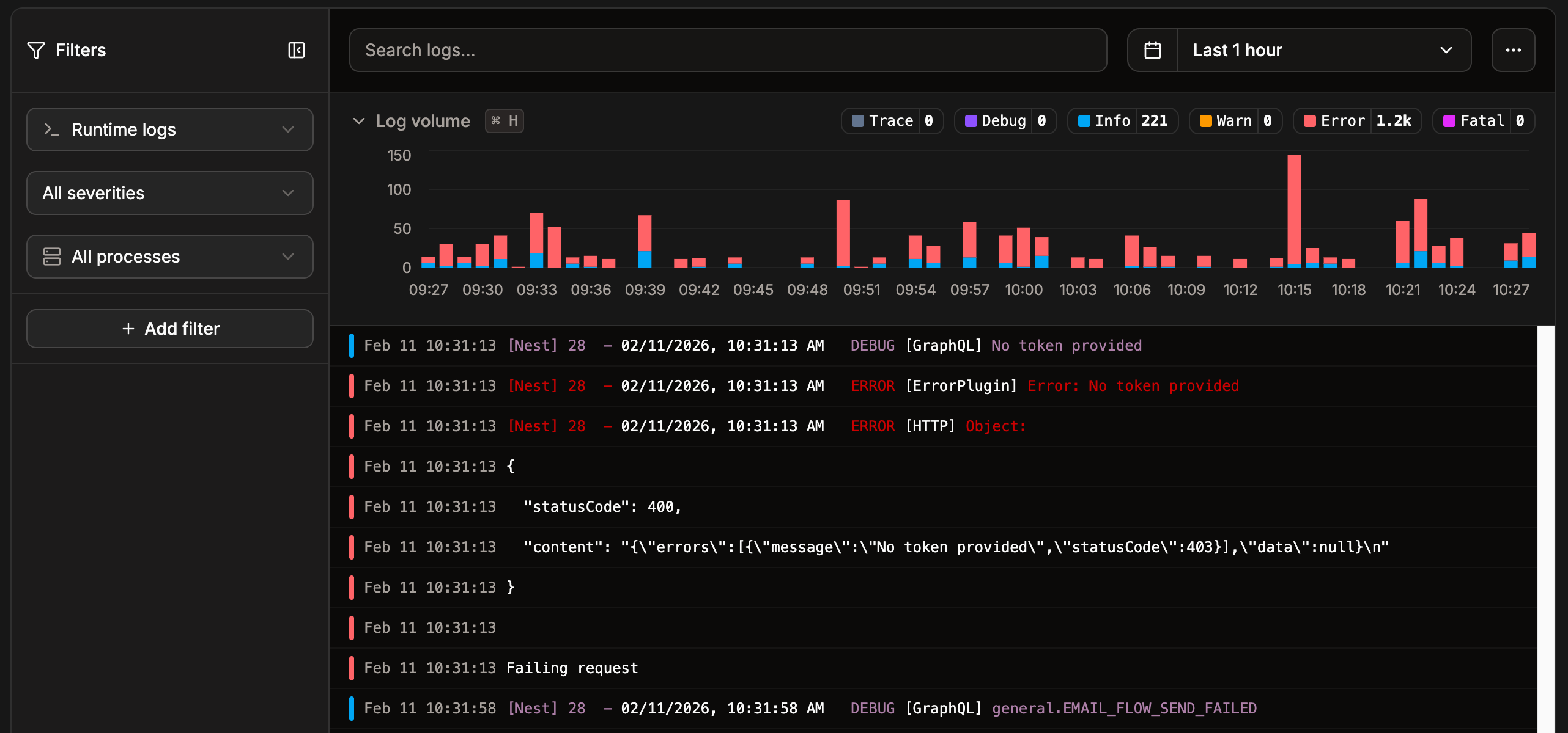 View your applicationās runtime logs in Sevalla