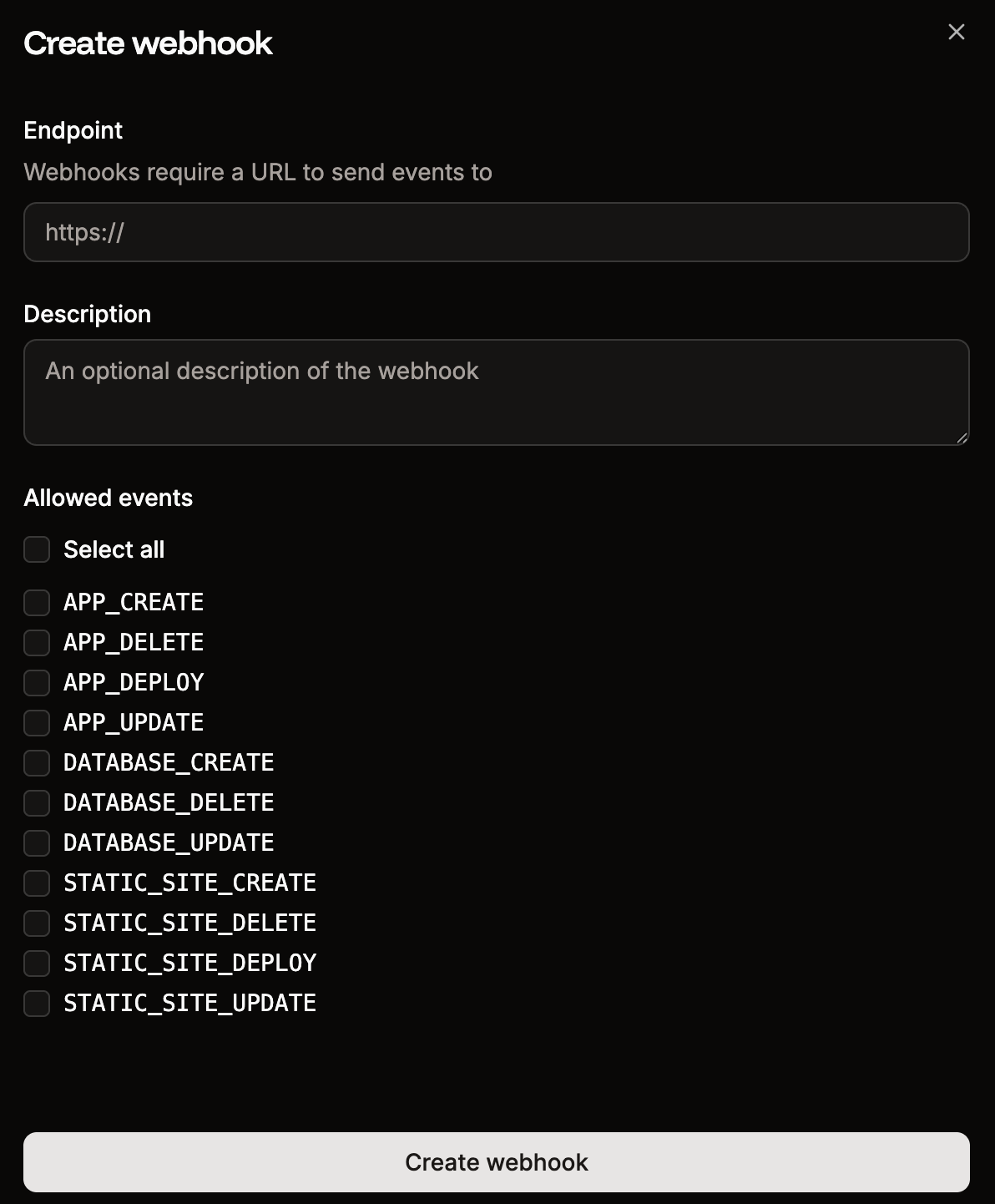 Add the webhook details