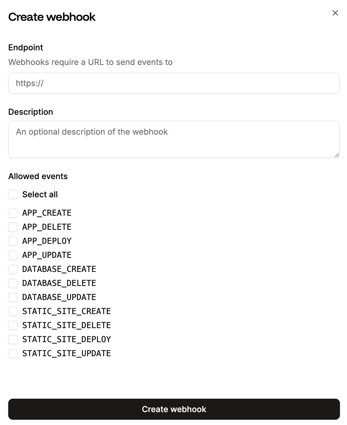 Add the webhook details