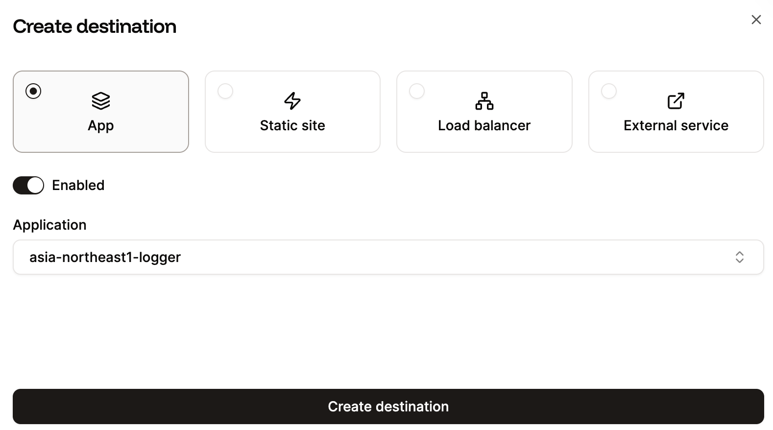 Create a destination for the load balancer