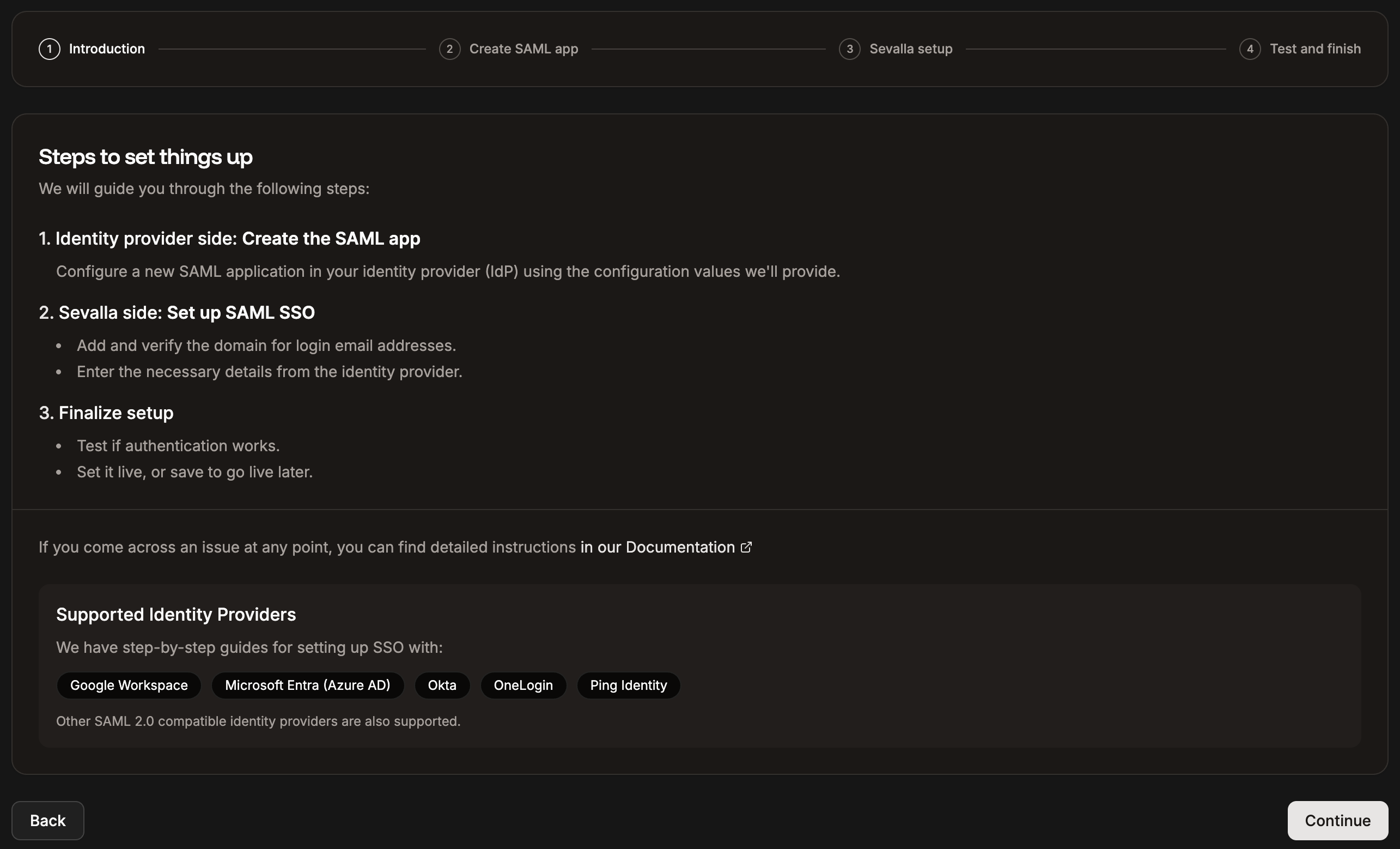 Introduction to the steps required to set up SSO