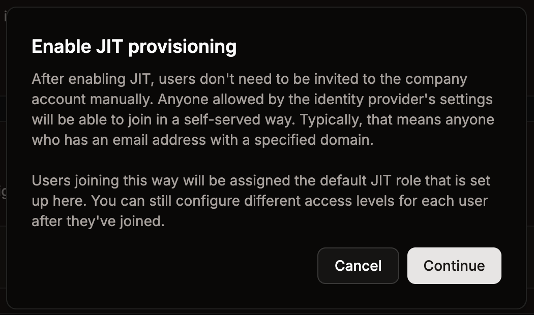 Enable JIT provisioning in Sevalla
