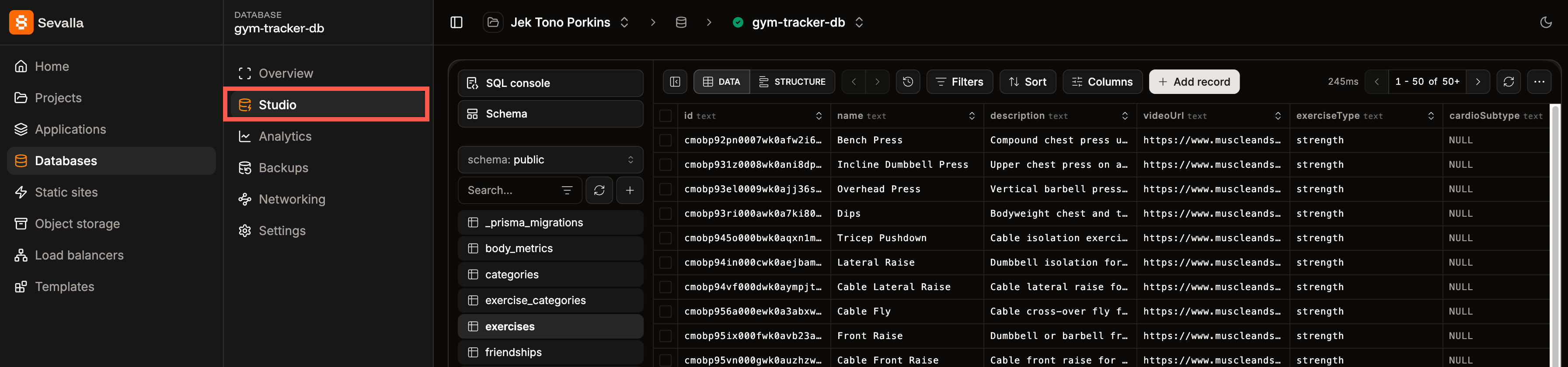 Access the Database Studio
