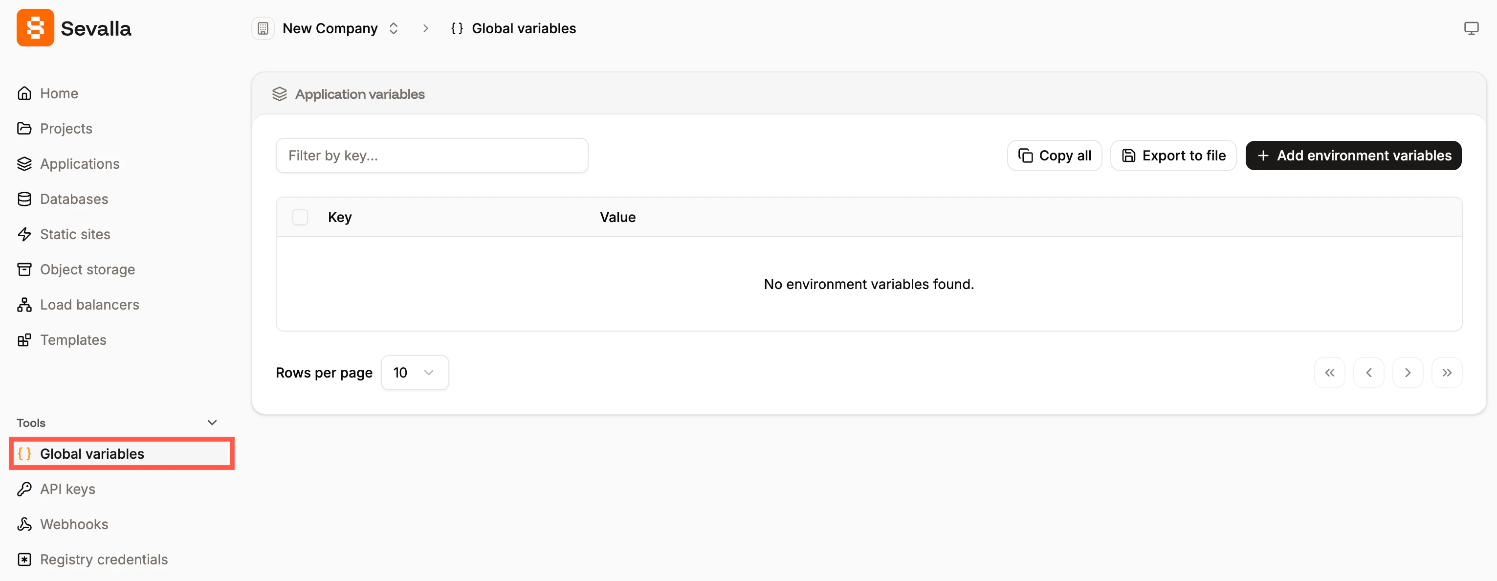 Global environment variables