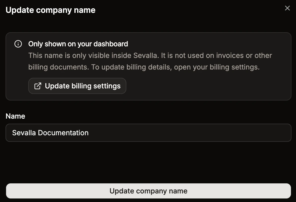 Update your company name