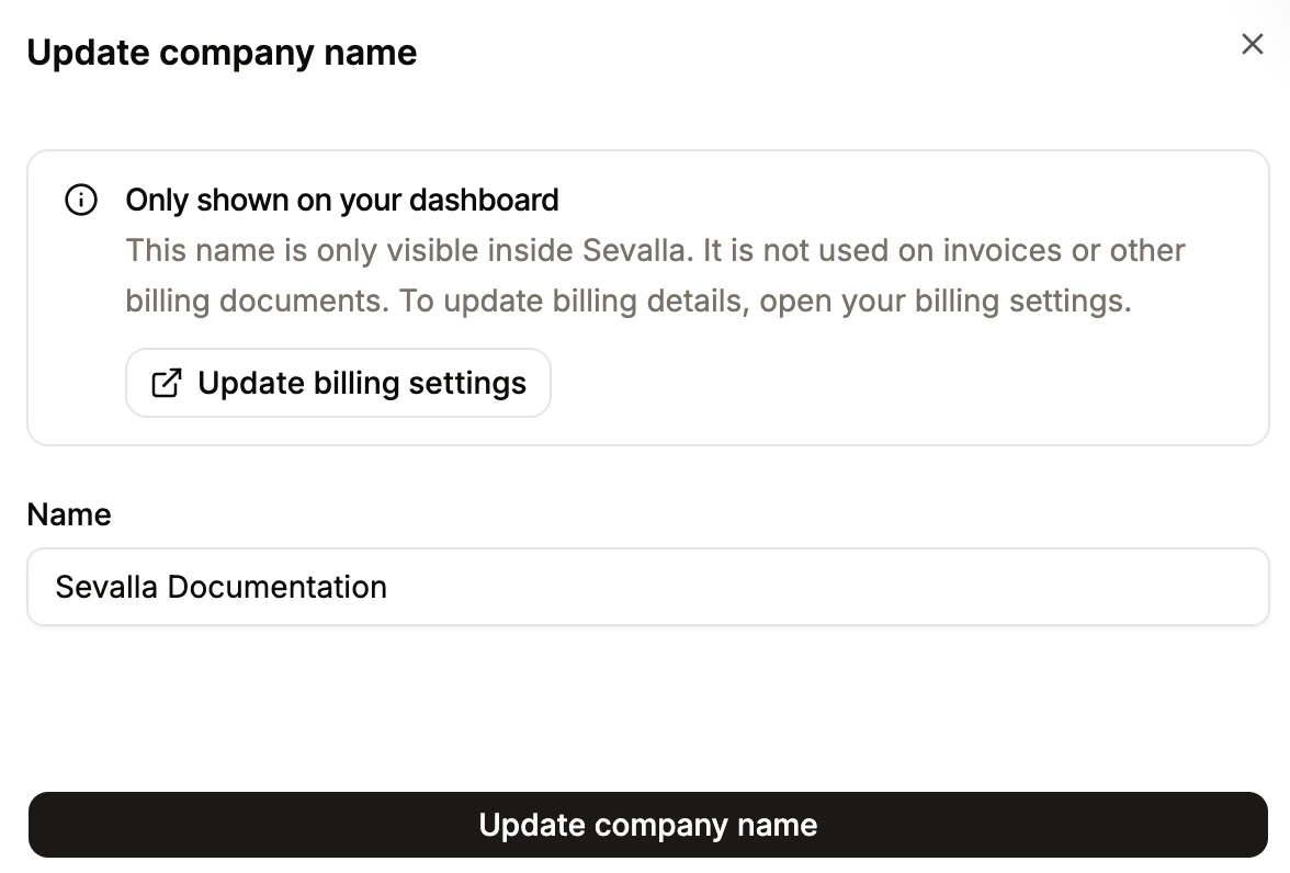 Update your company name