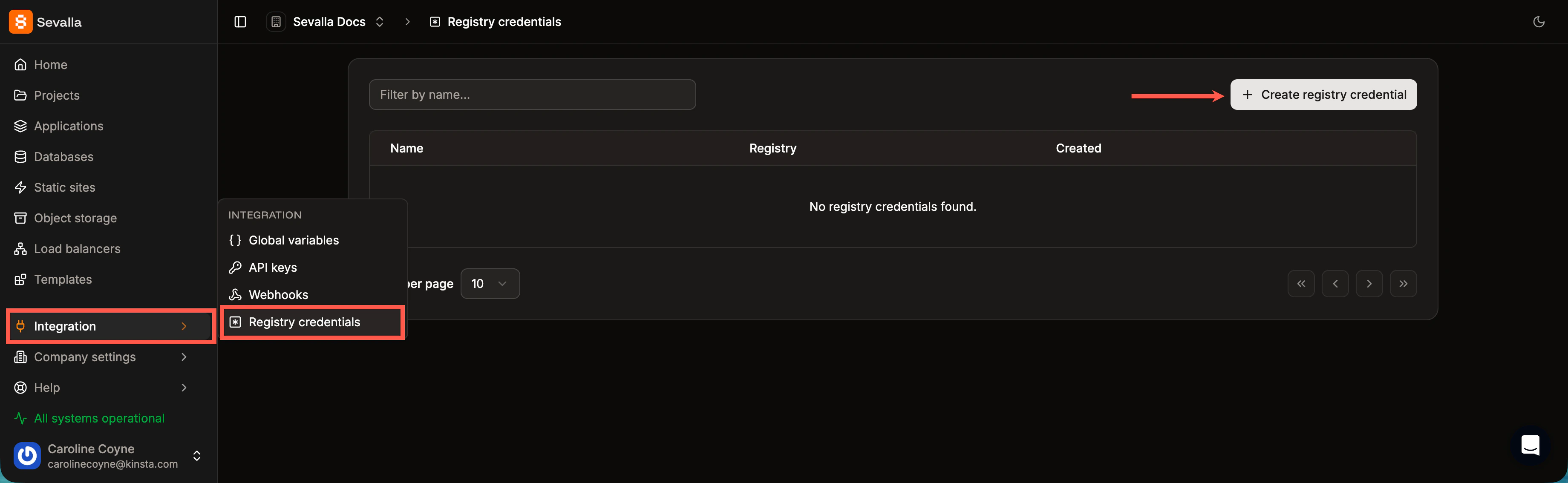 Create a new registry credential