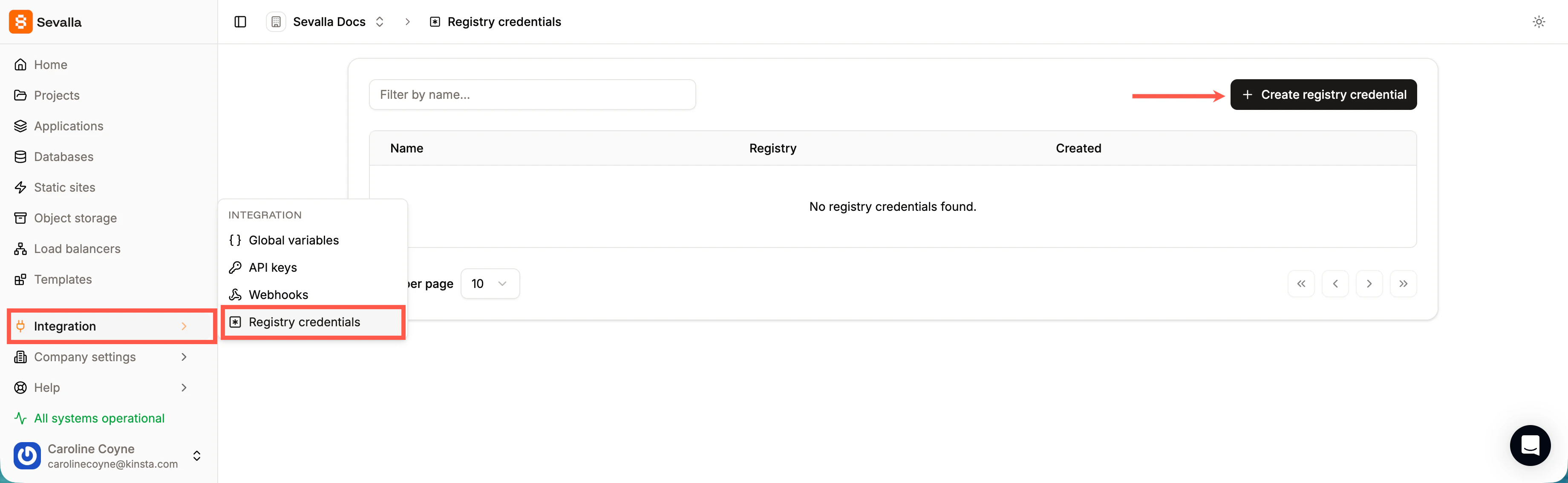 Create a new registry credential