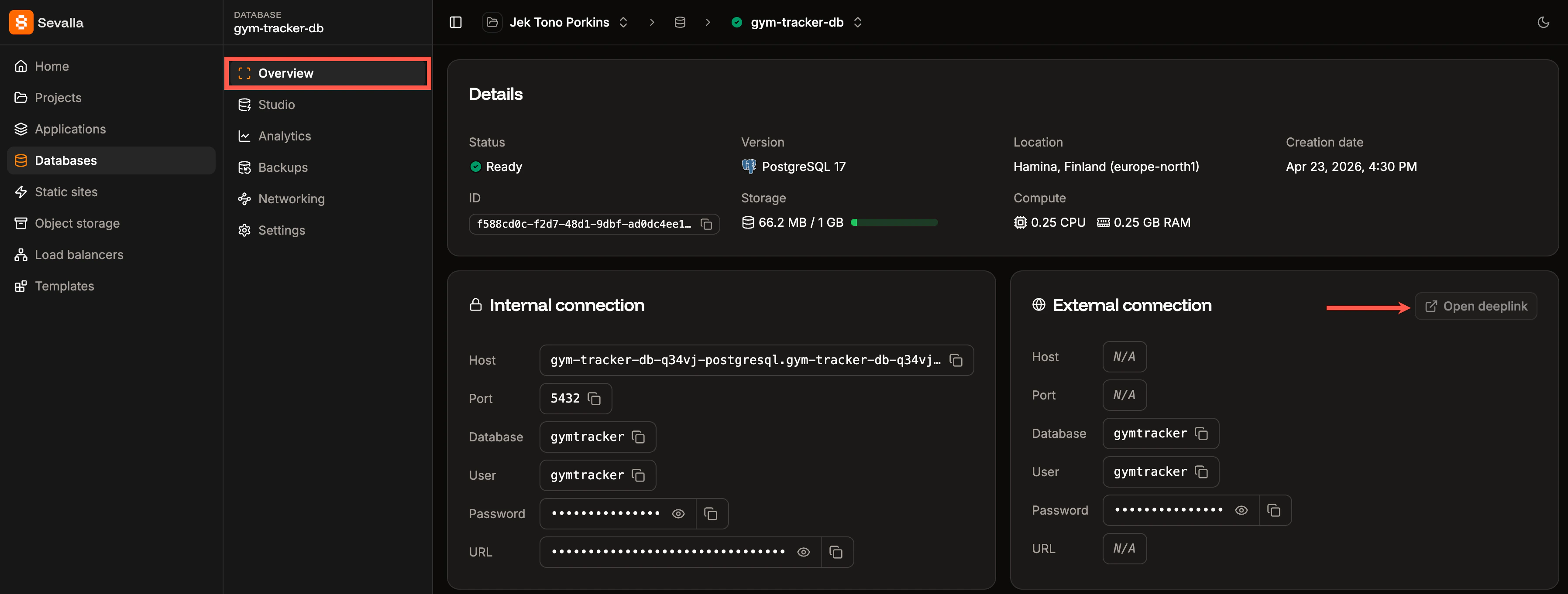 Connect to your database using Open deeplink