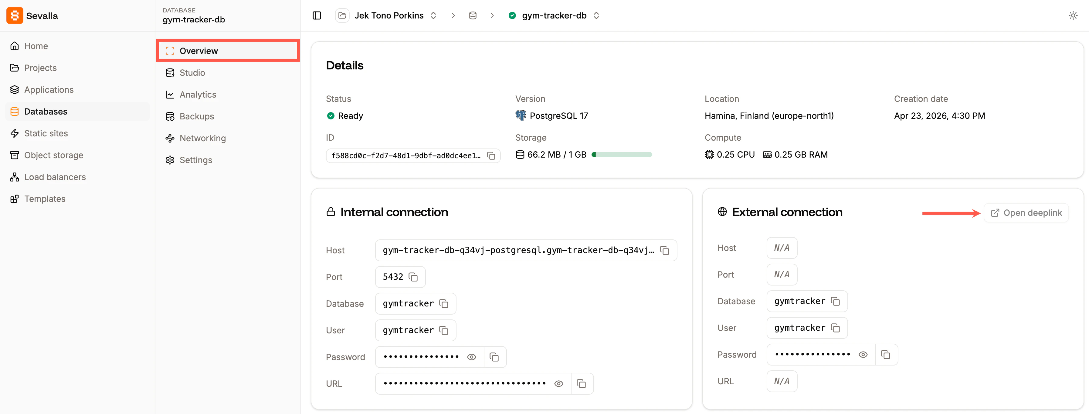 Connect to your database using Open deeplink