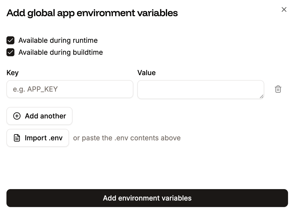 Add global environment variables