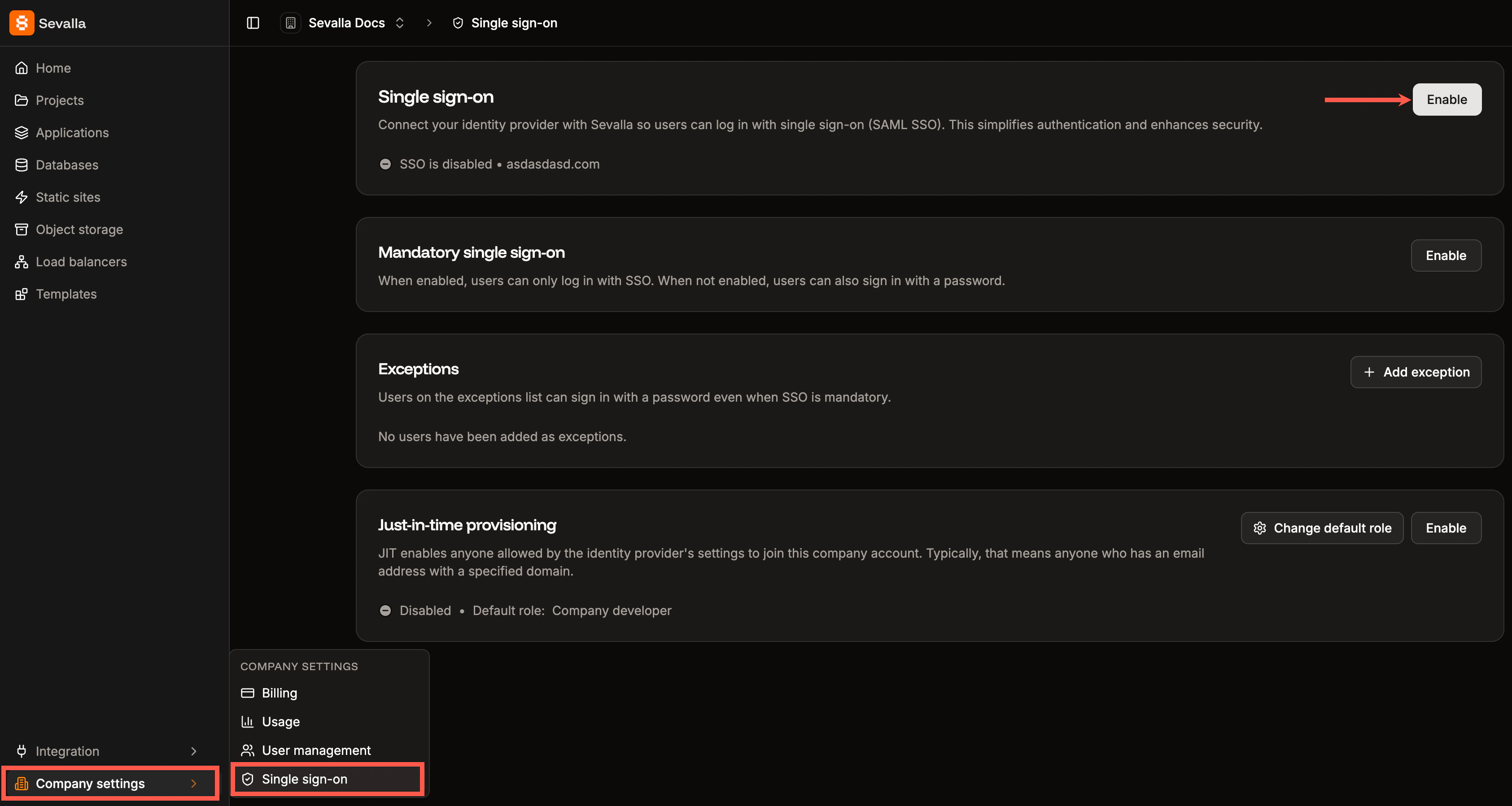 Enable SSO