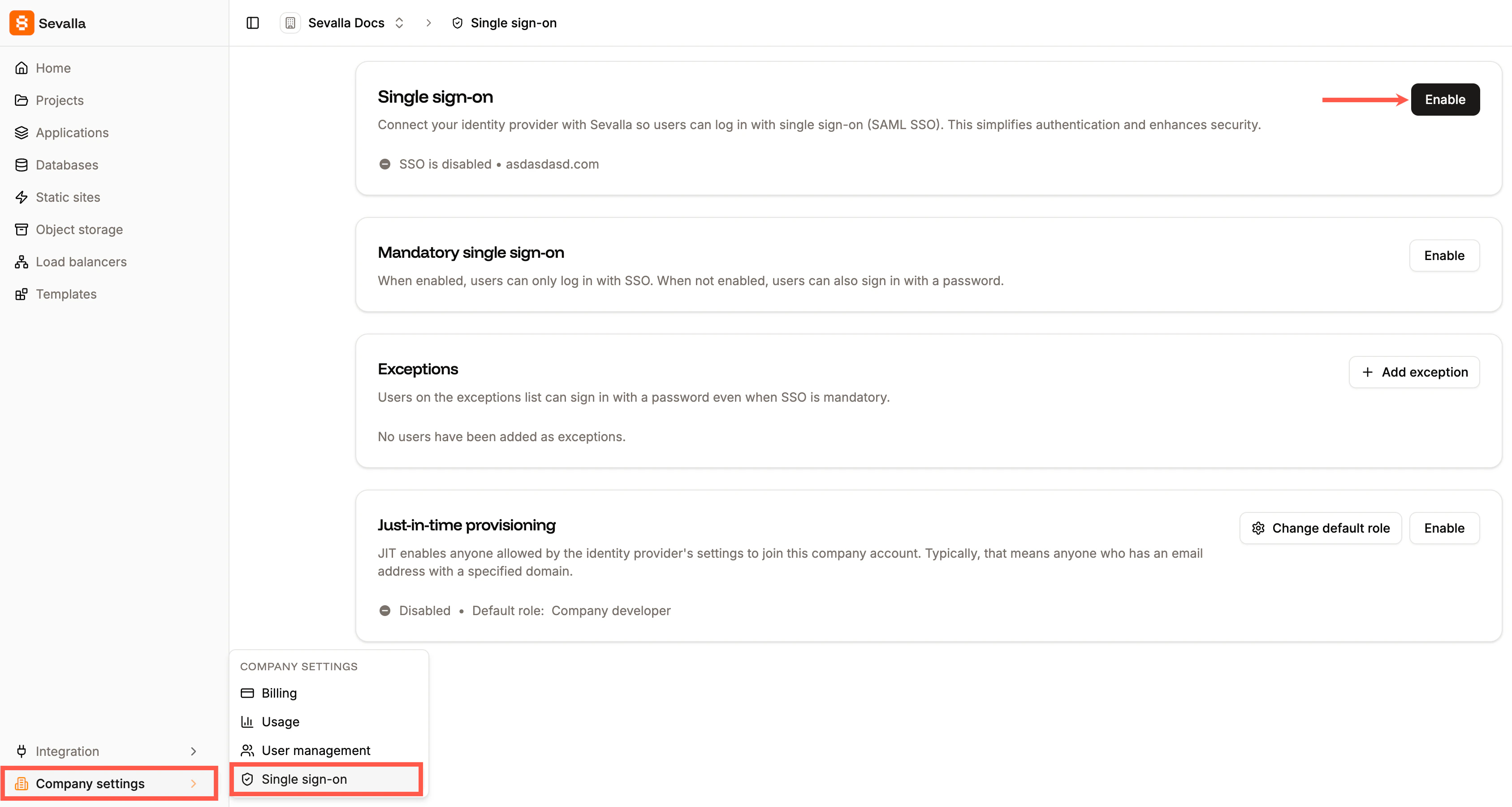 Enable SSO