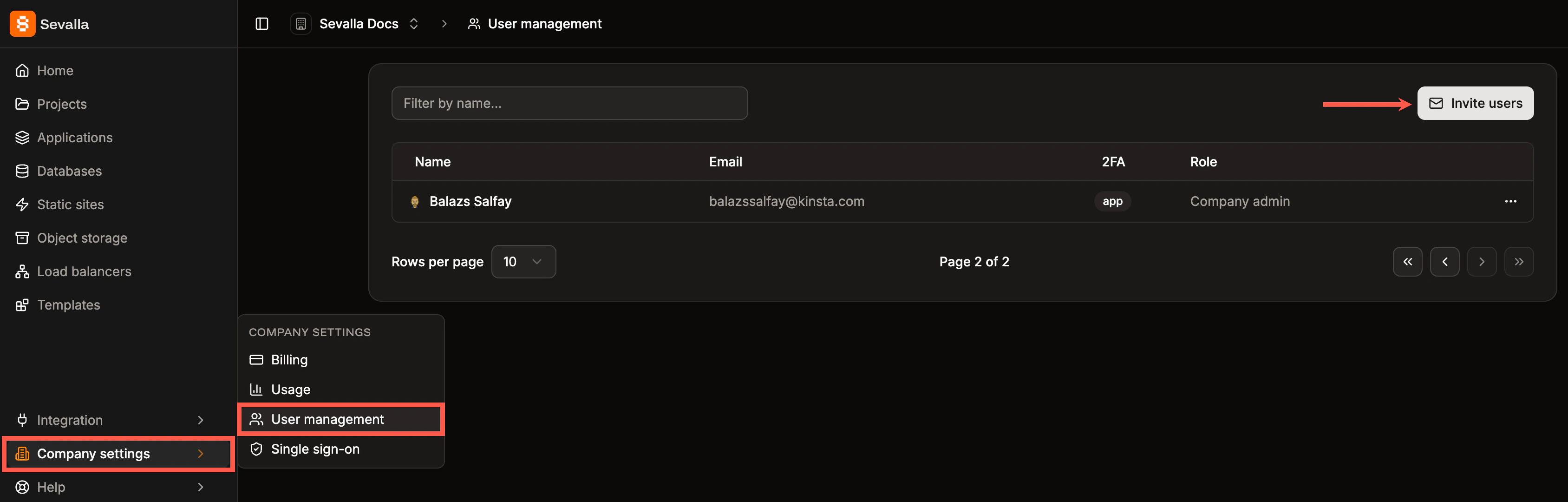 Invite users to your company