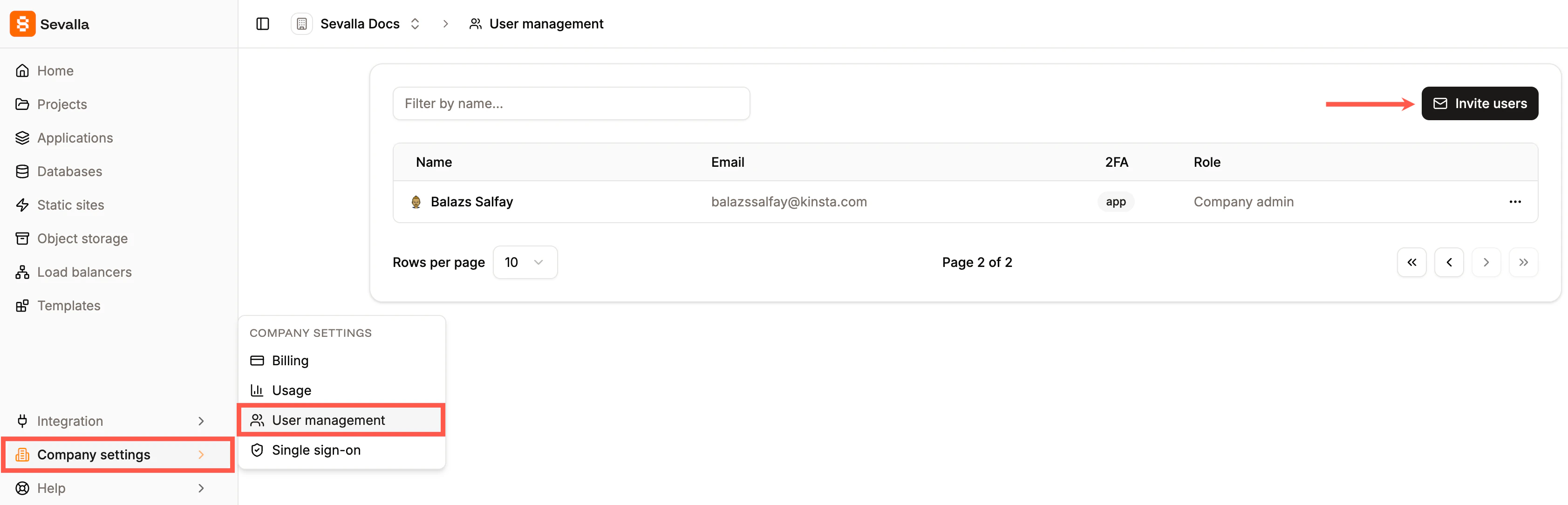 Invite users to your company