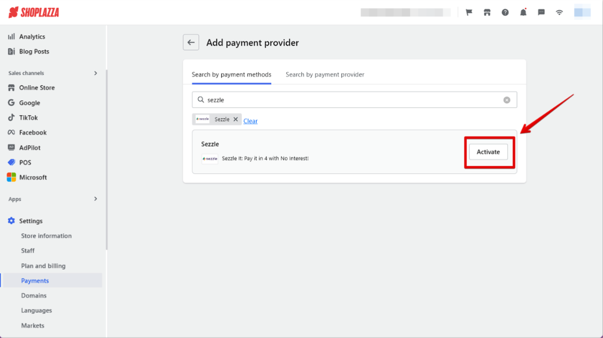 3 Activate Sezzle Pn
