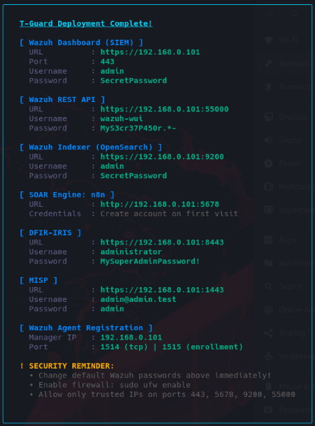 Tguard Deployment Complete Credentials Tguard Deployment Complete Credentials