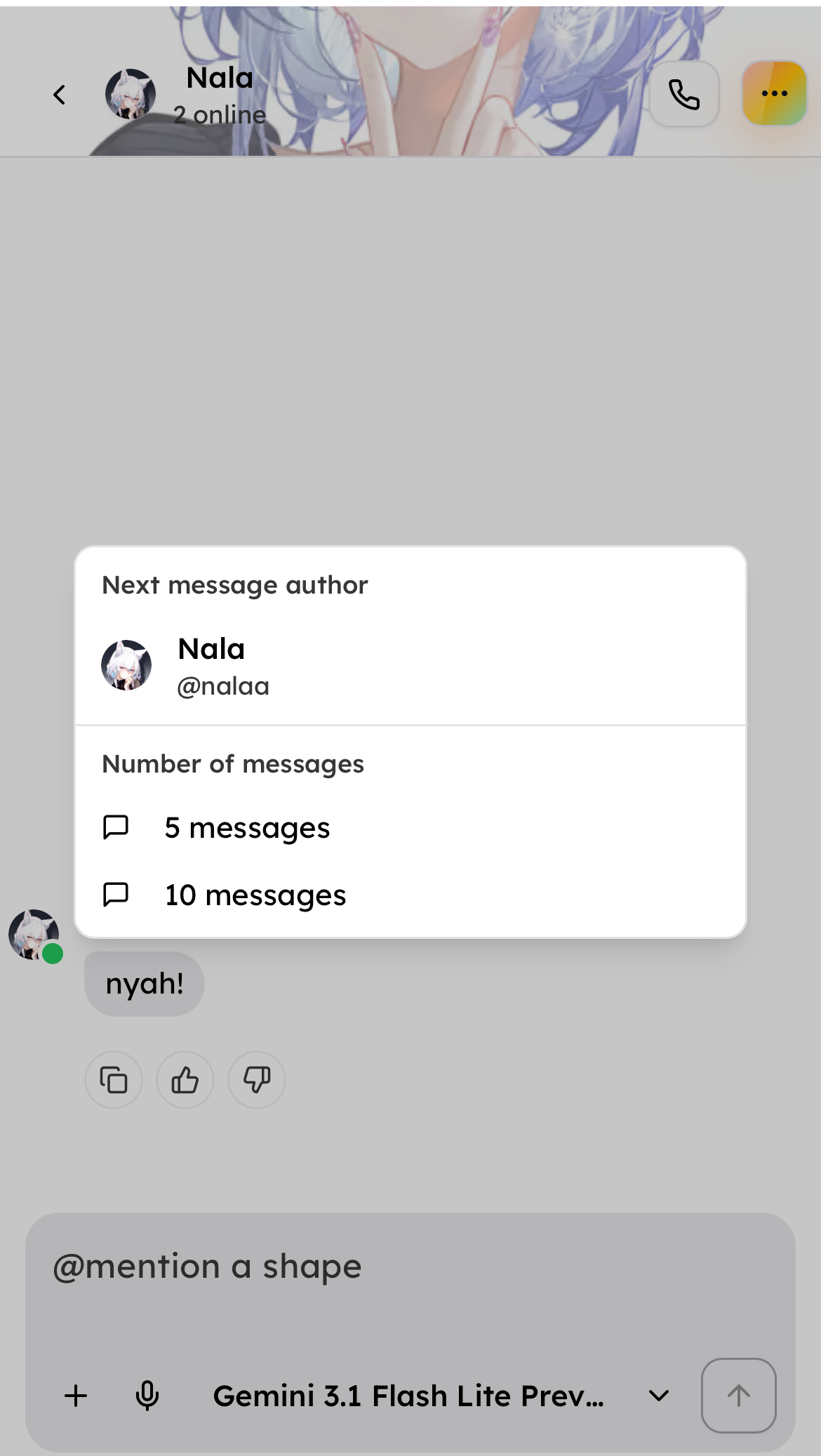 Fast forward options for next message author and number of messages
