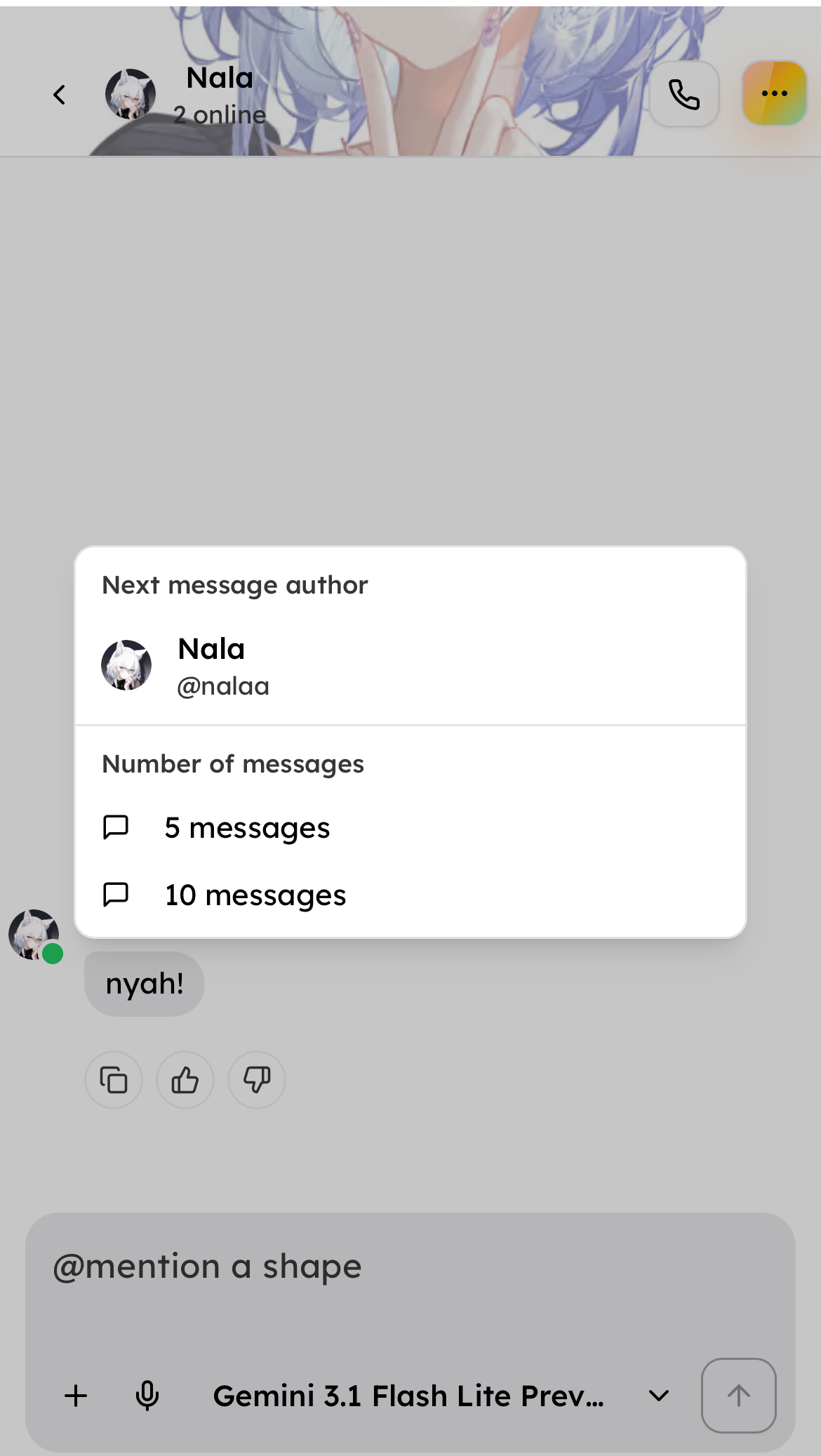 Fast forward options for next message author and number of messages