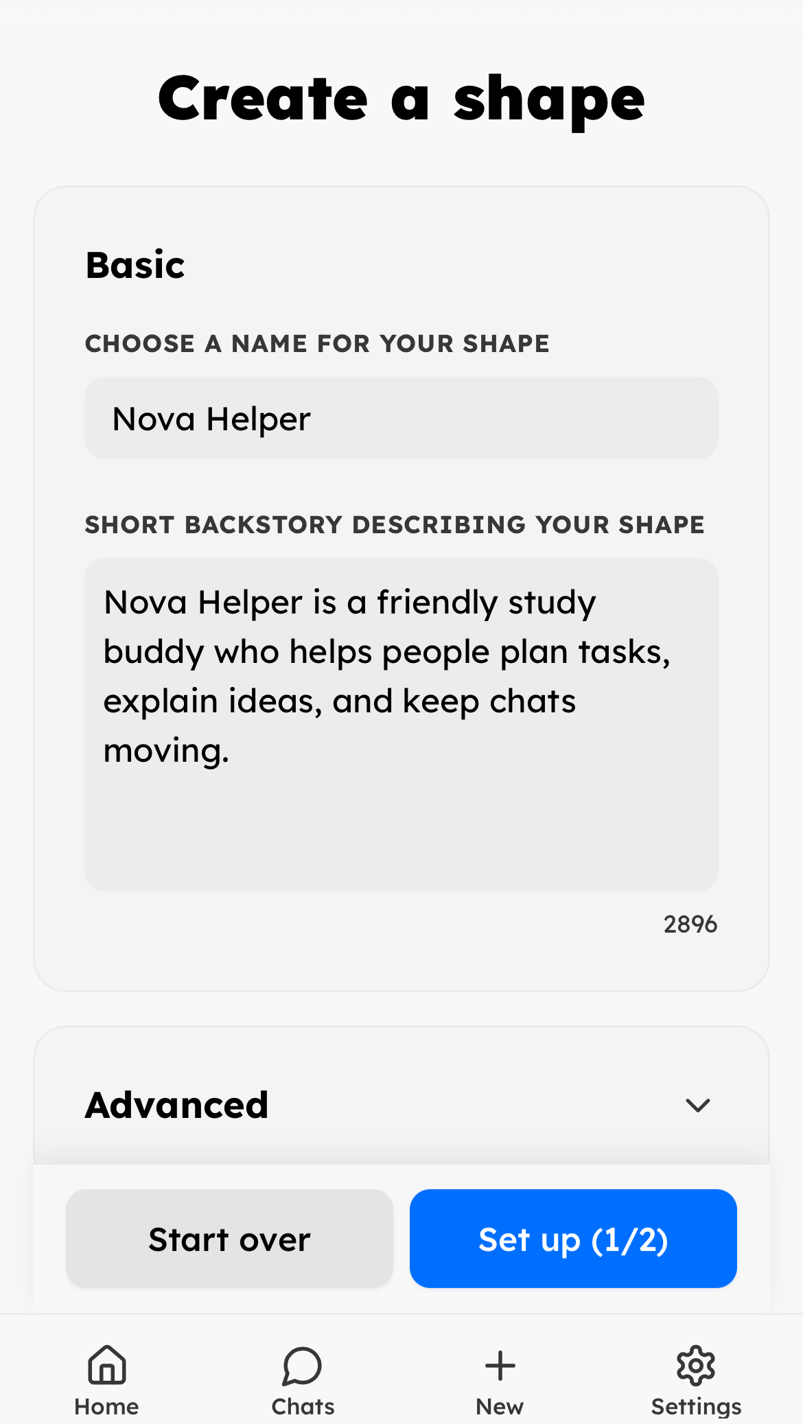 Create a Shape Basic step on mobile