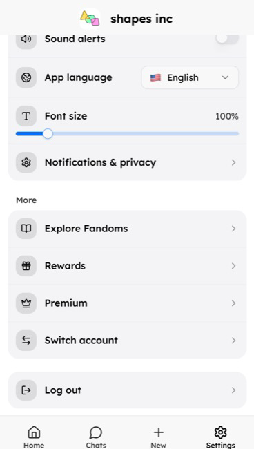 Font size slider in Settings