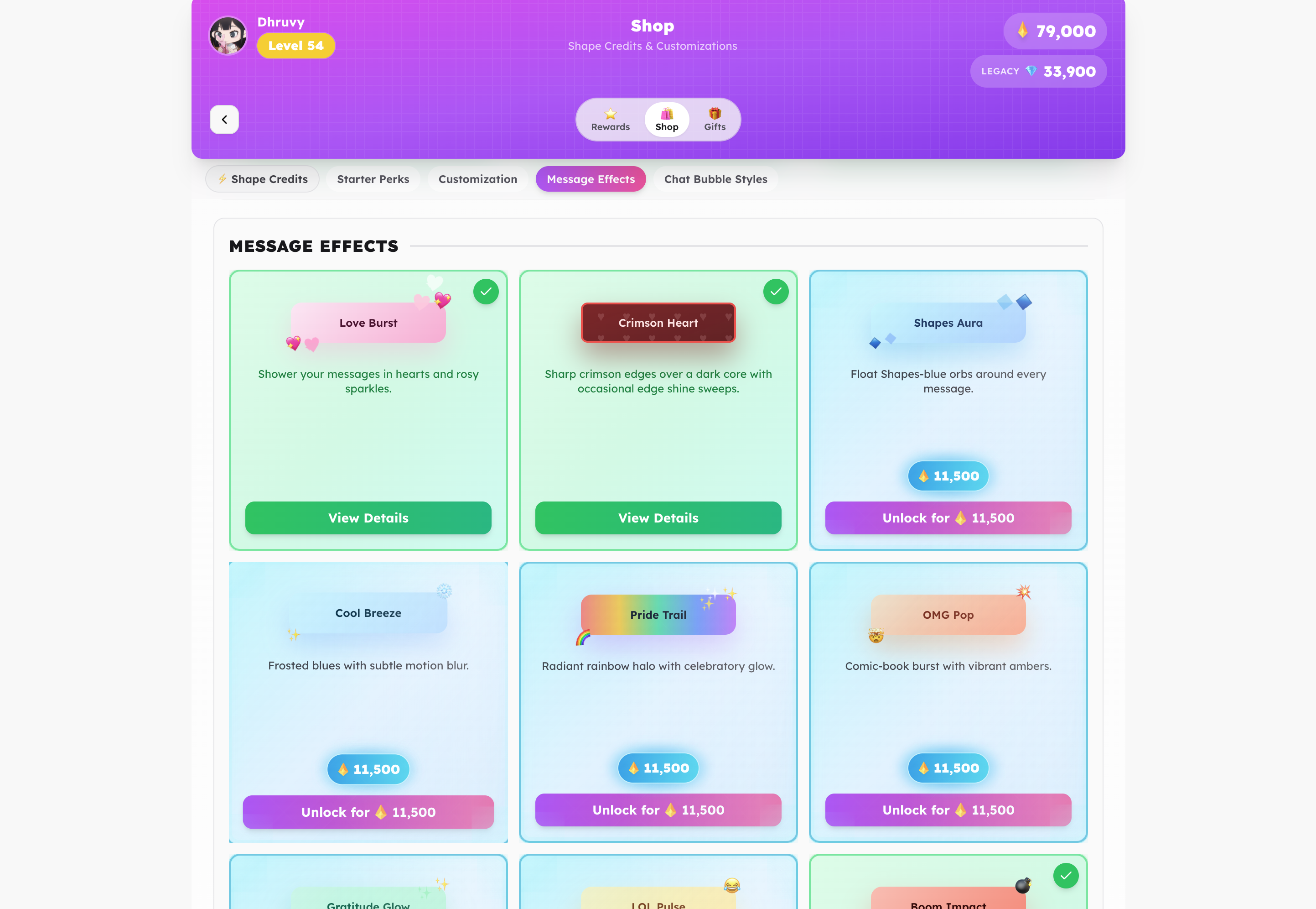 Rewards Shop tab
