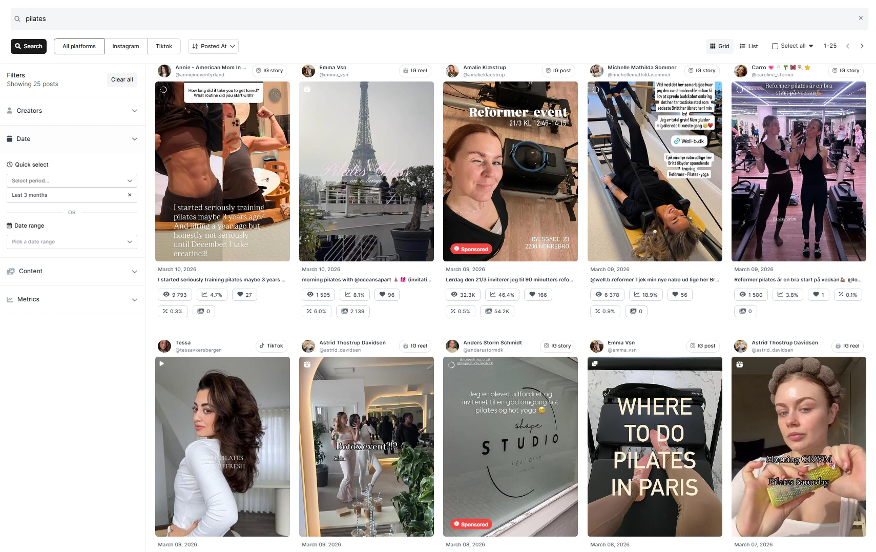 Post Search Pilates Keyword