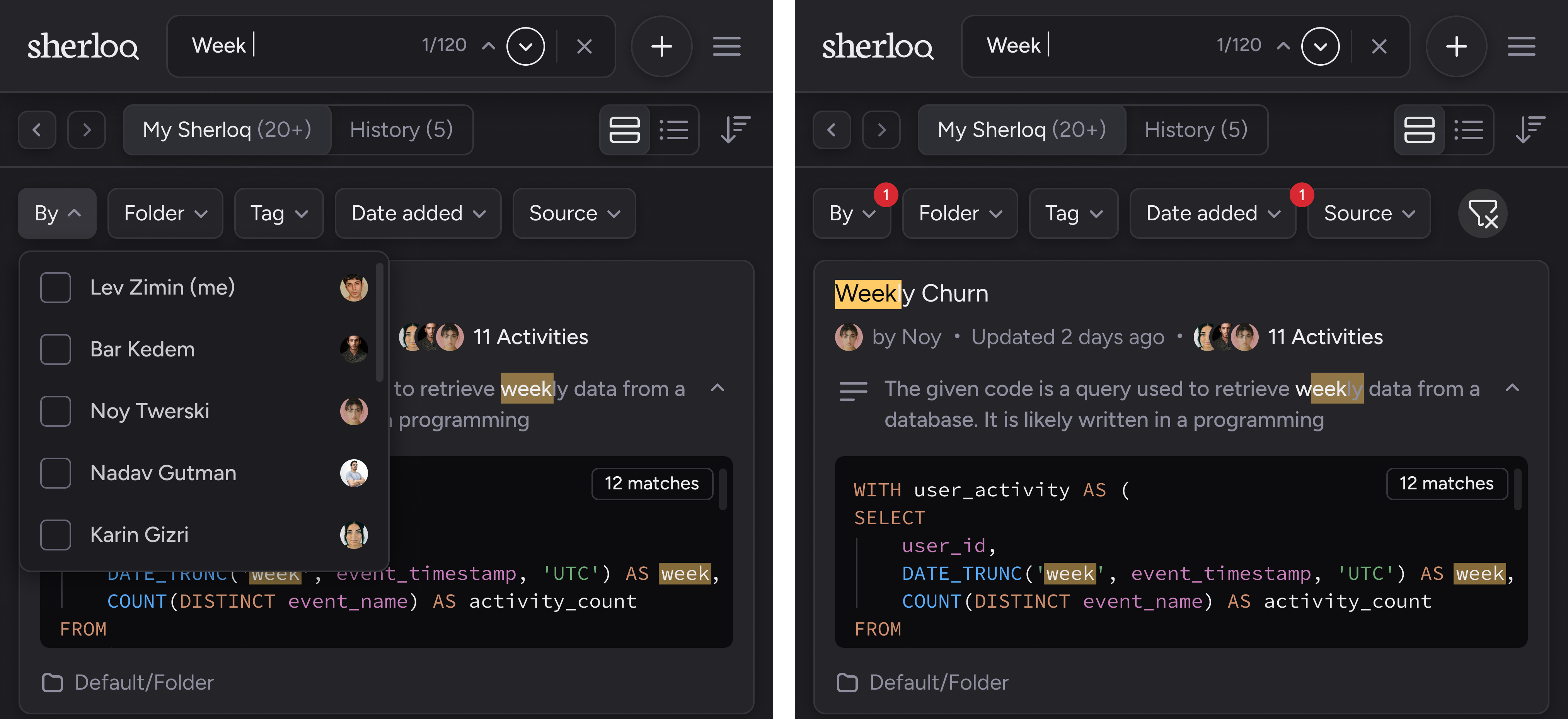 sherloq search filter