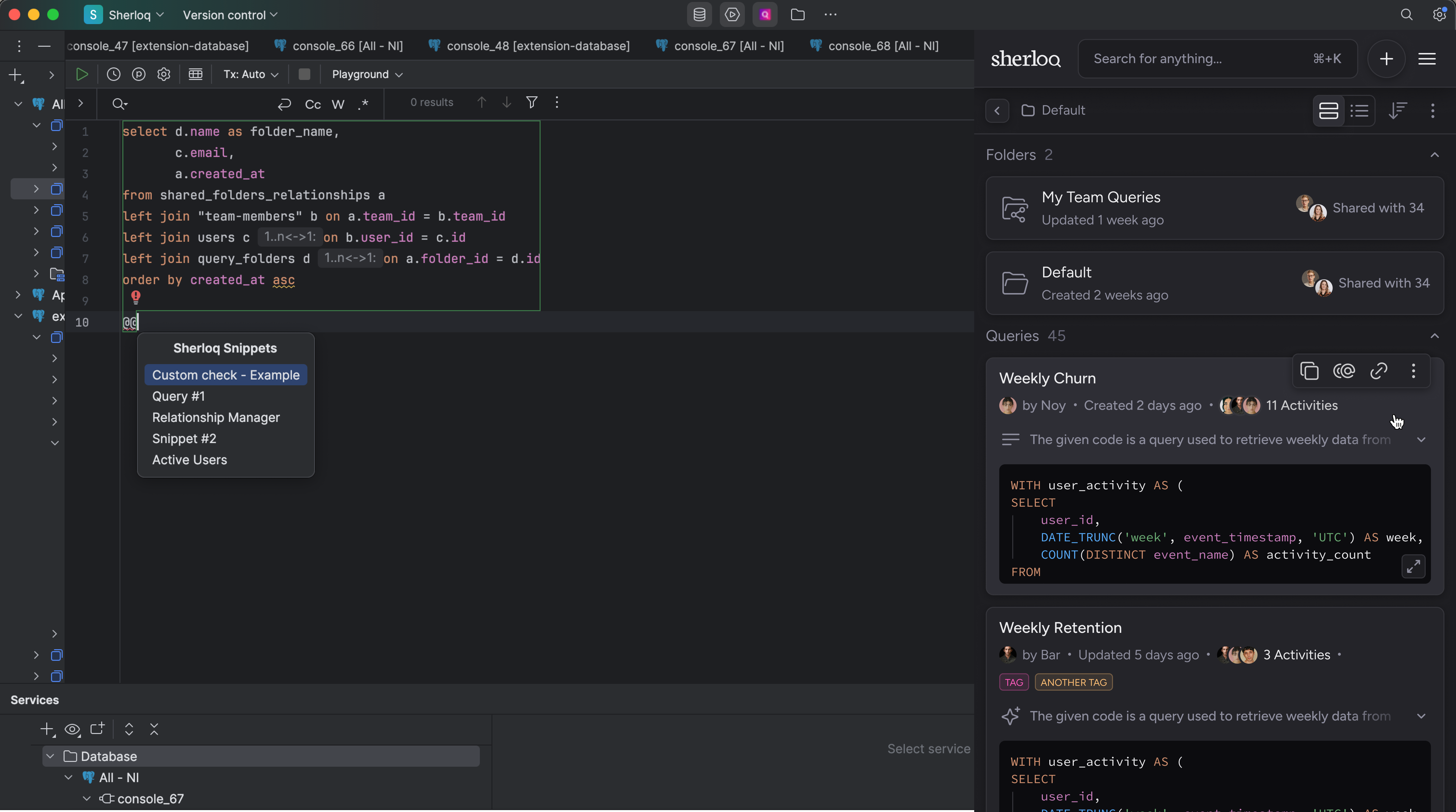 Sherloq on Datagrip (Jetbrains)