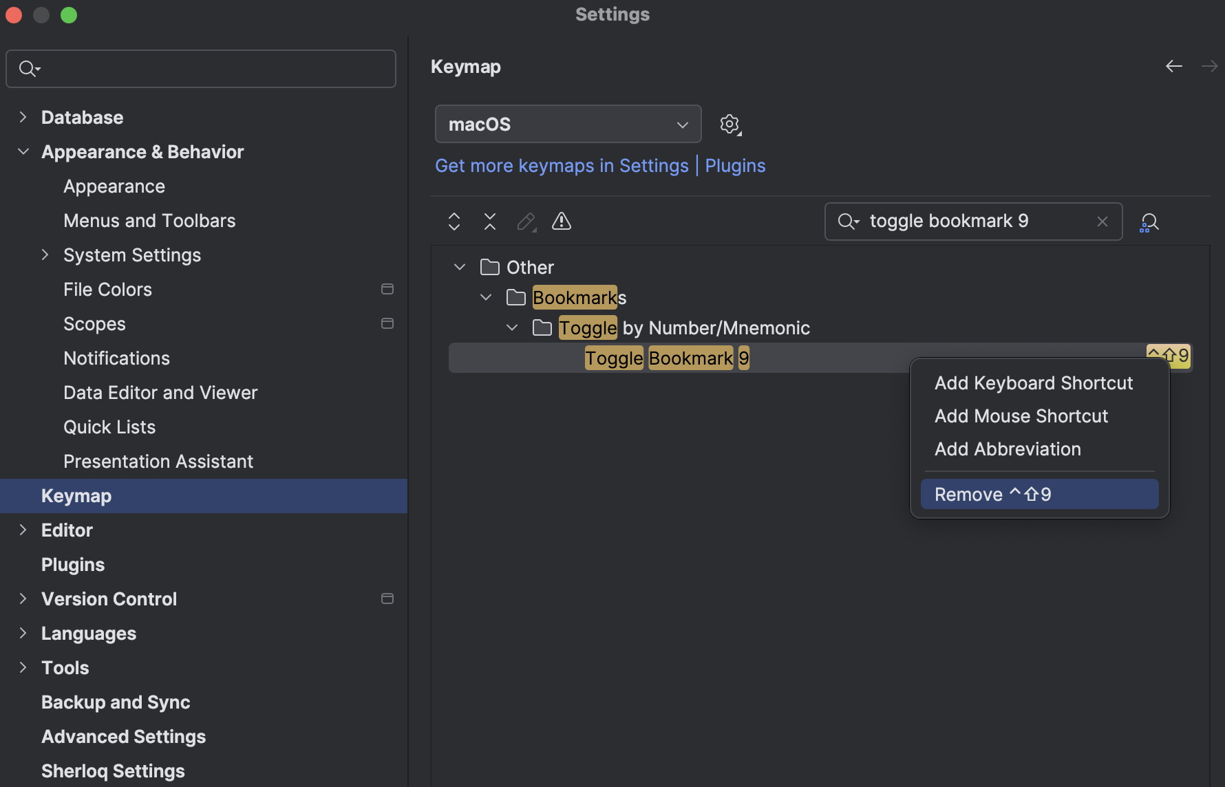 Keyboard shorcuts modifications