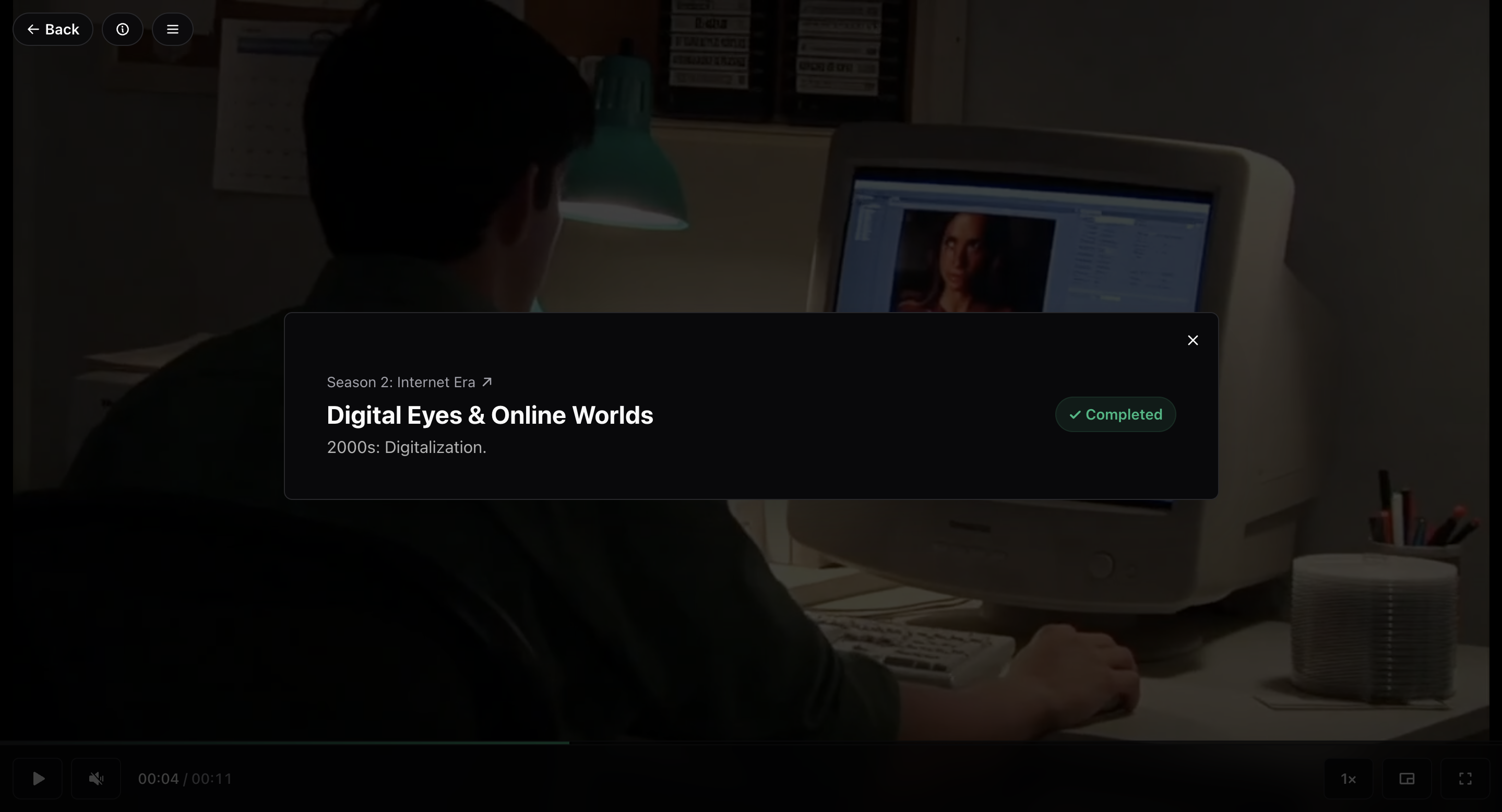 Episode info Episode info panel in player