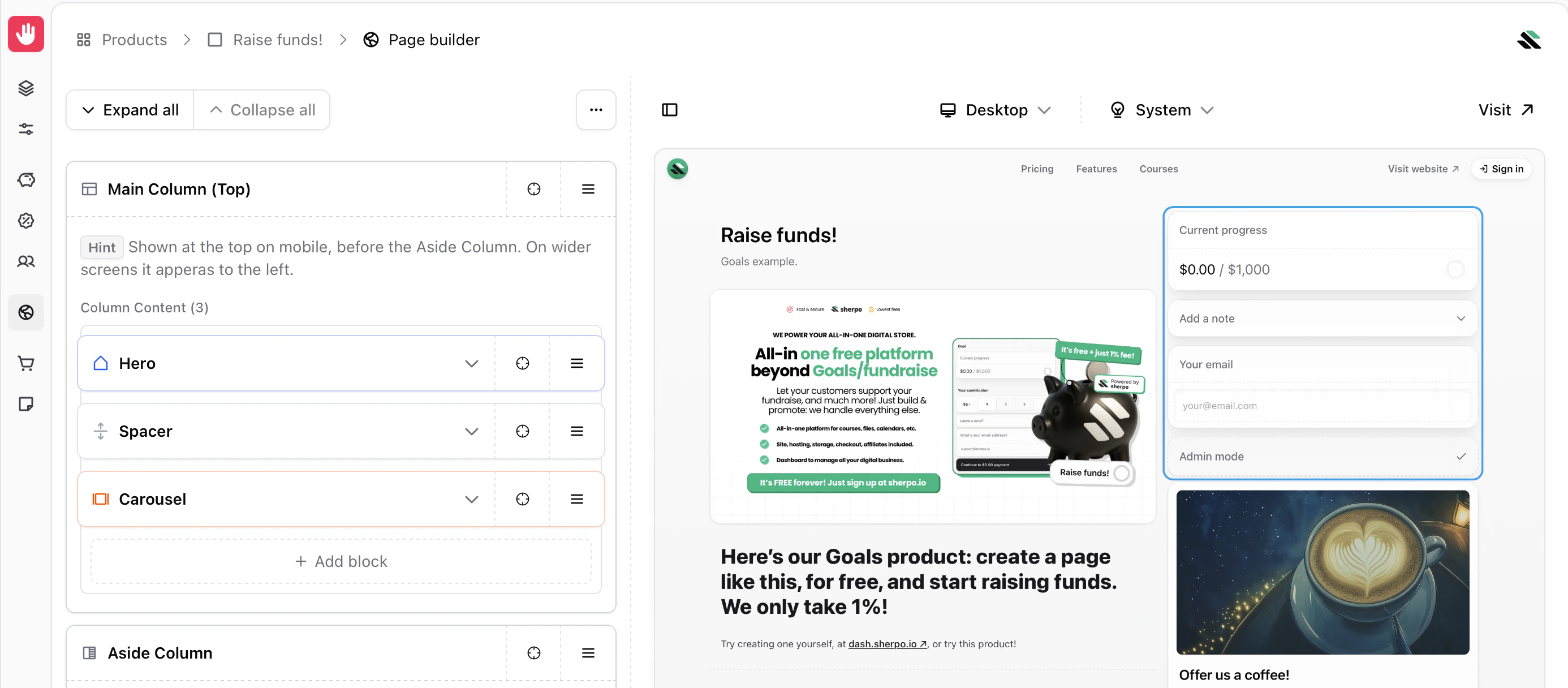 Goals Pages Block Goals Pages Block